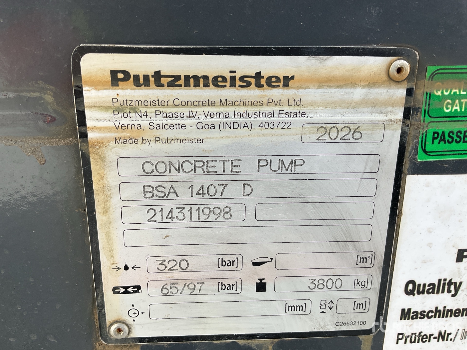 2026 Putzmeister BSA1407D