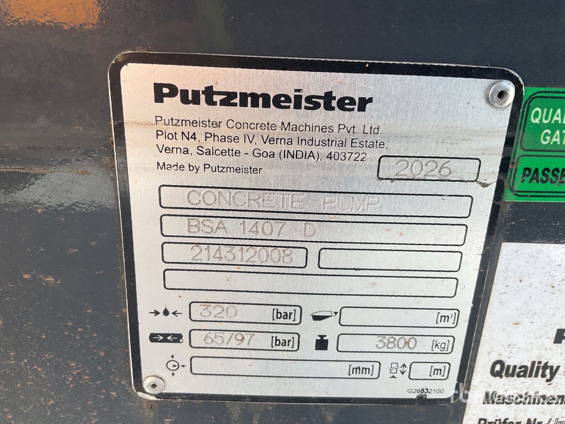 2026 Putzmeister BSA1407D