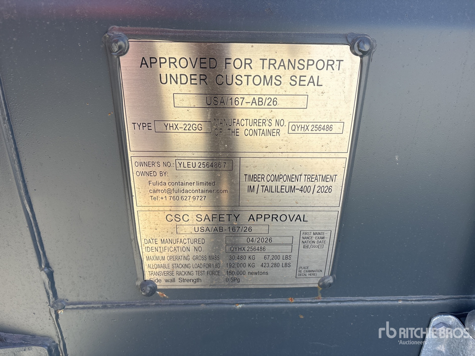 General Appearance with Serial Number / VIN