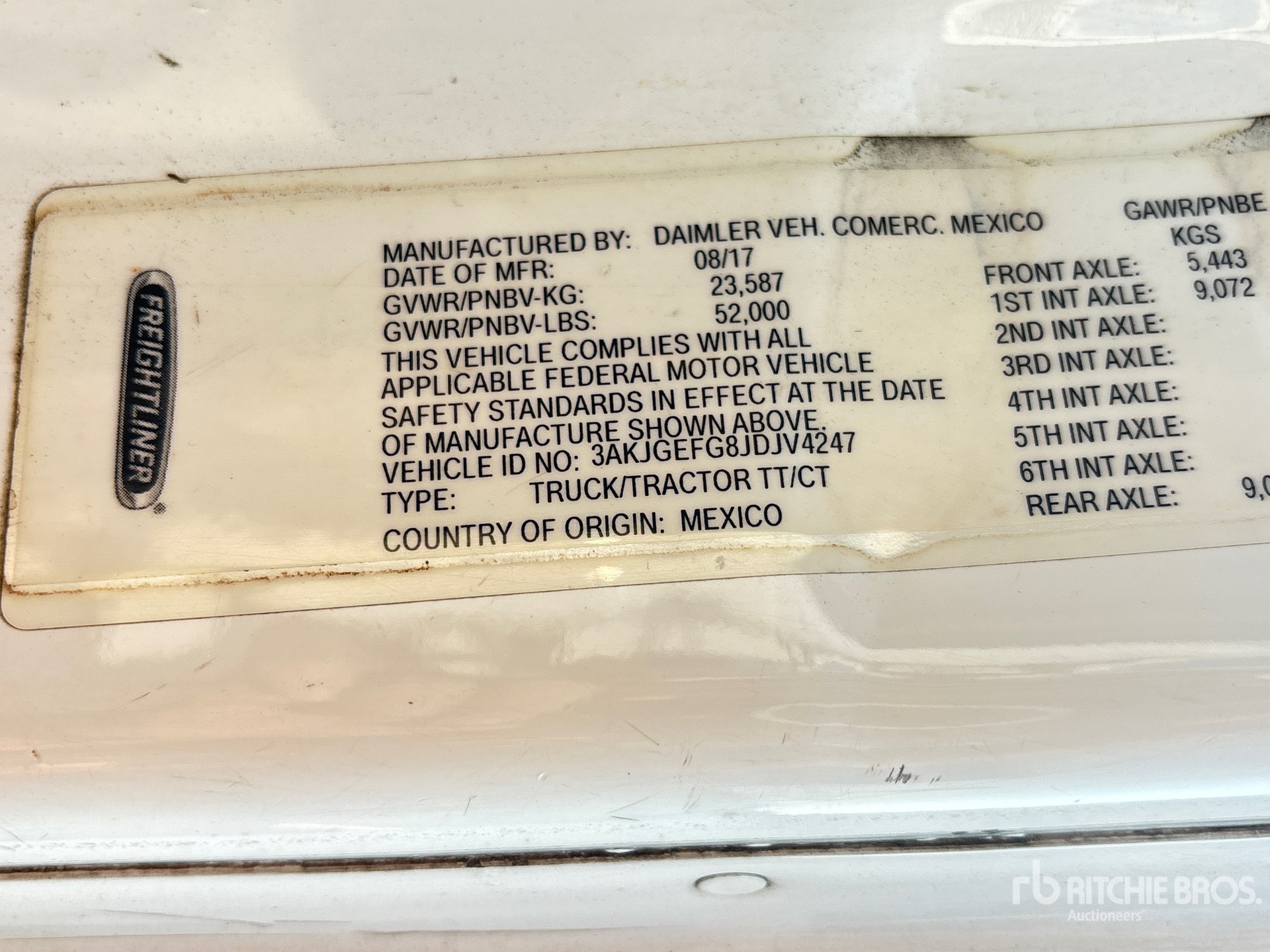 General Appearance with Serial Number / VIN
