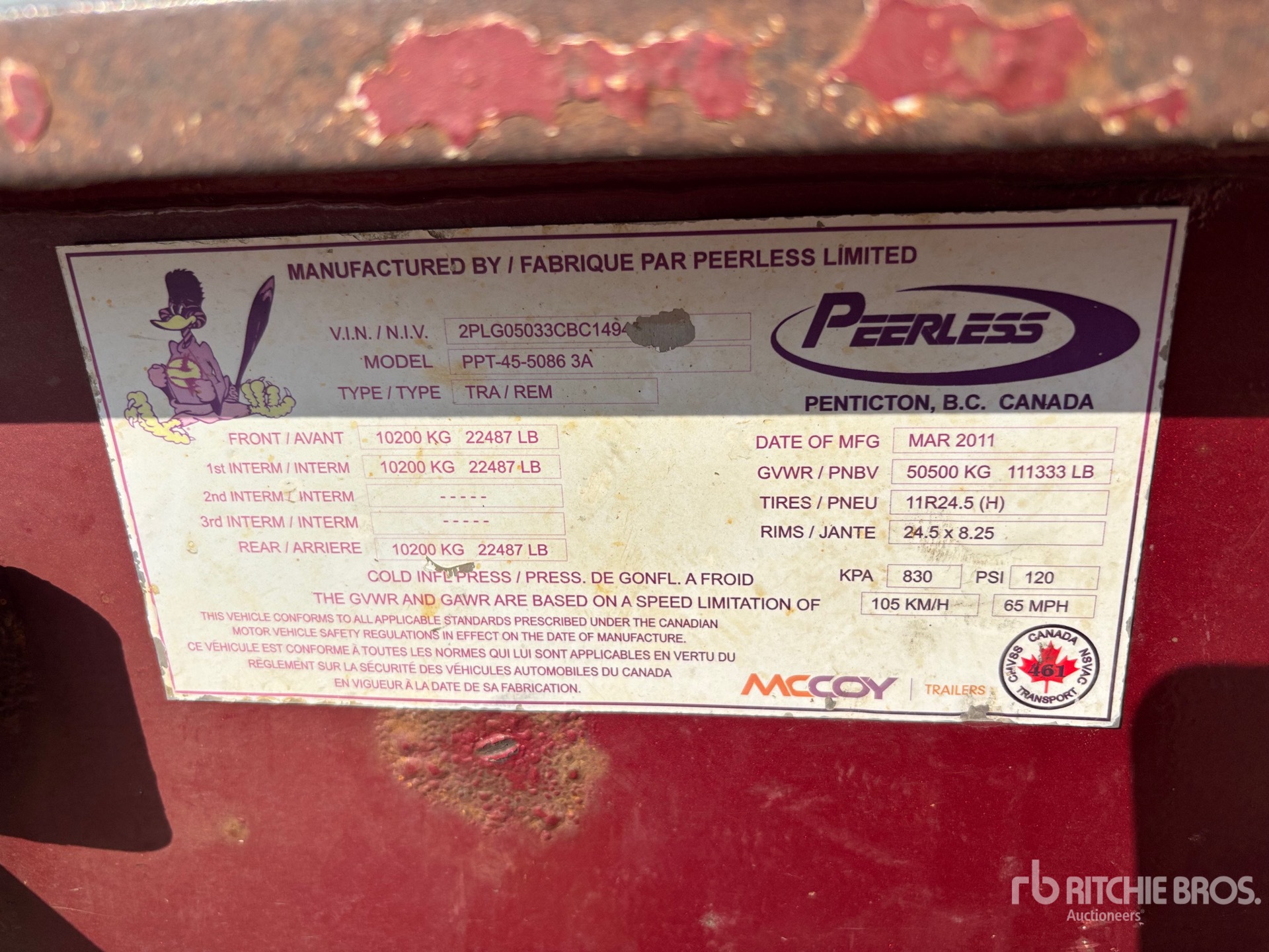 2012 Peerless 67461 LB 50 FT TRI/A FLATBED