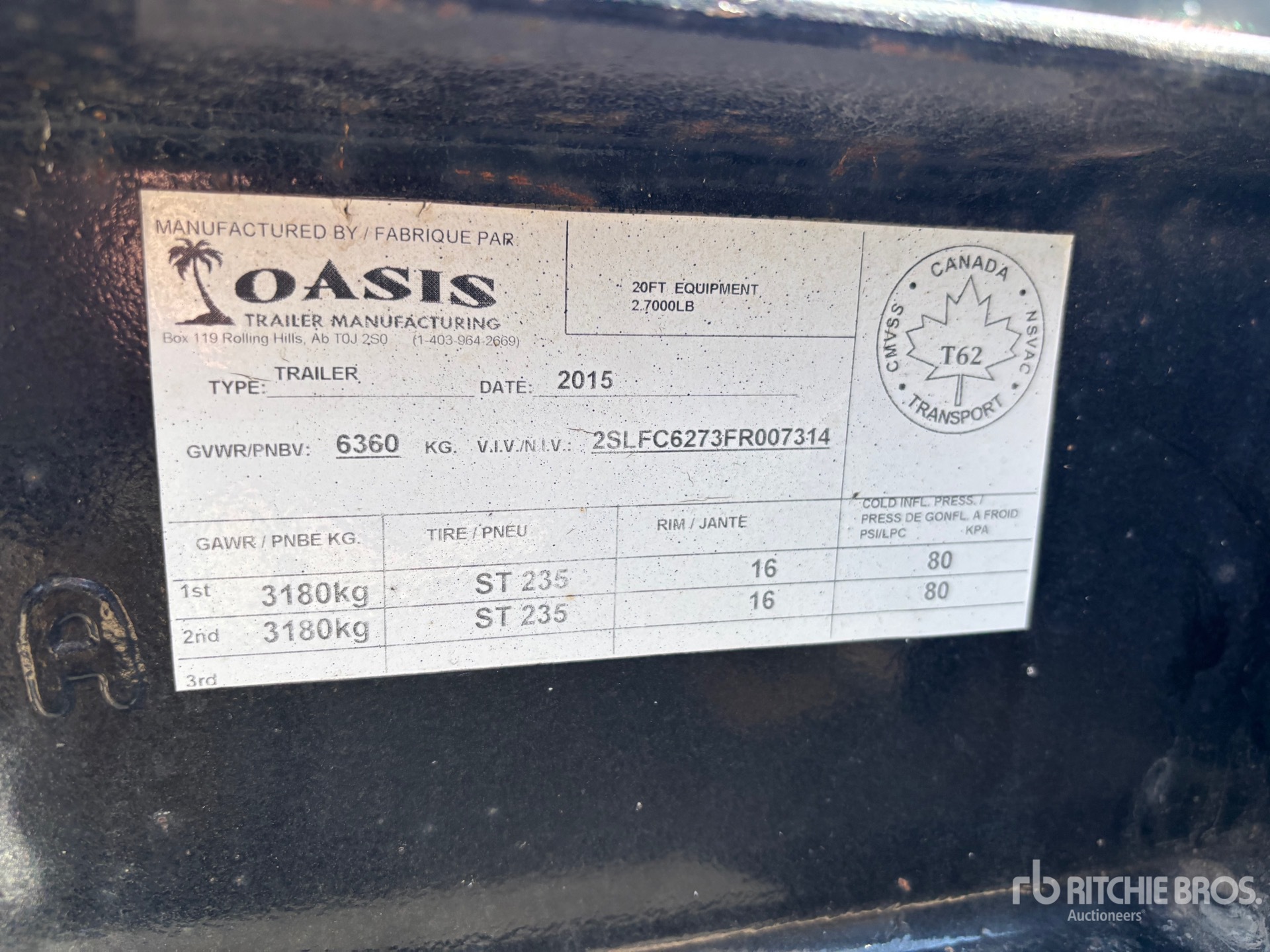 2015 Oasis 20 FT T/A