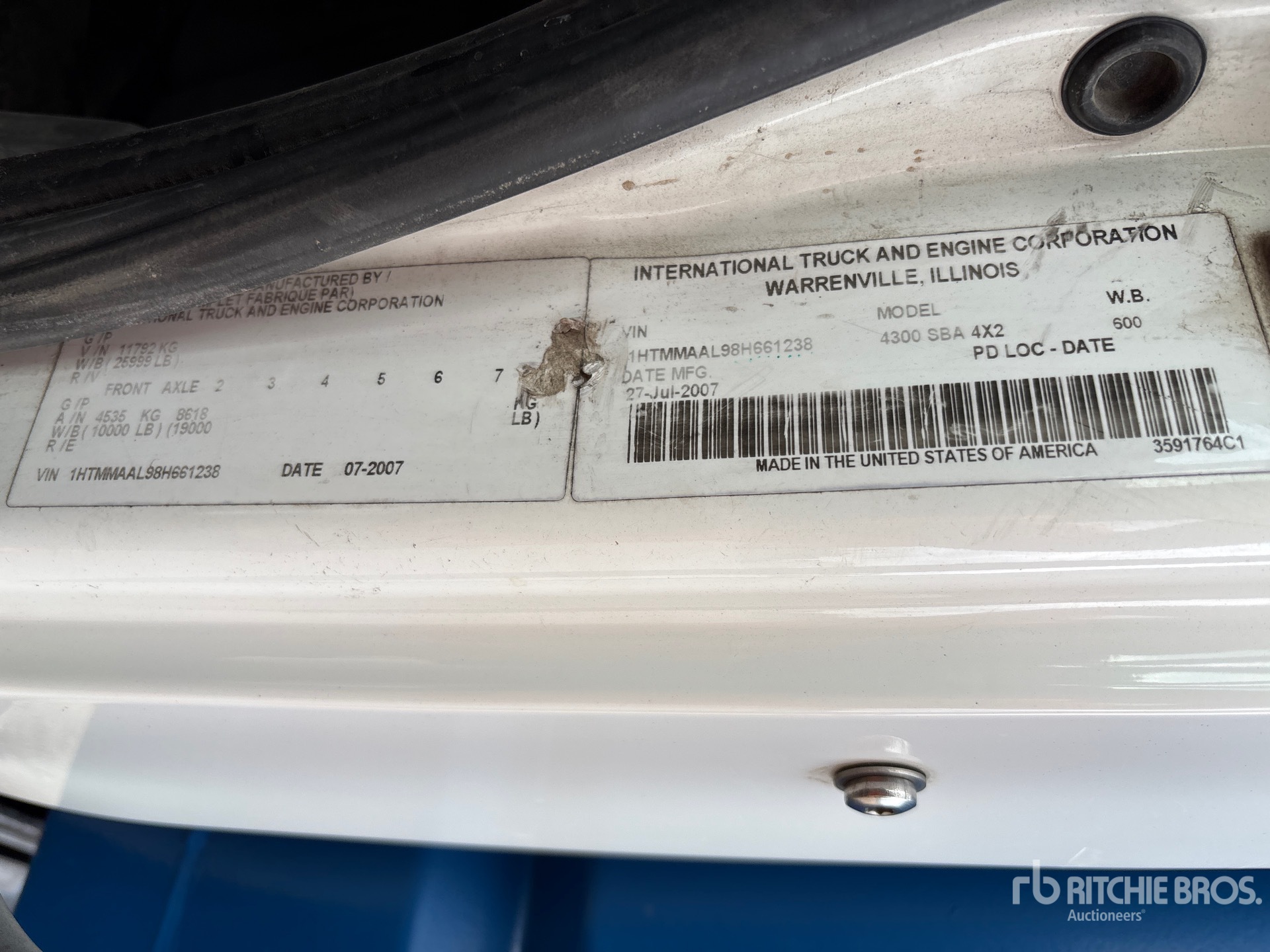 General Appearance with Serial Number / VIN