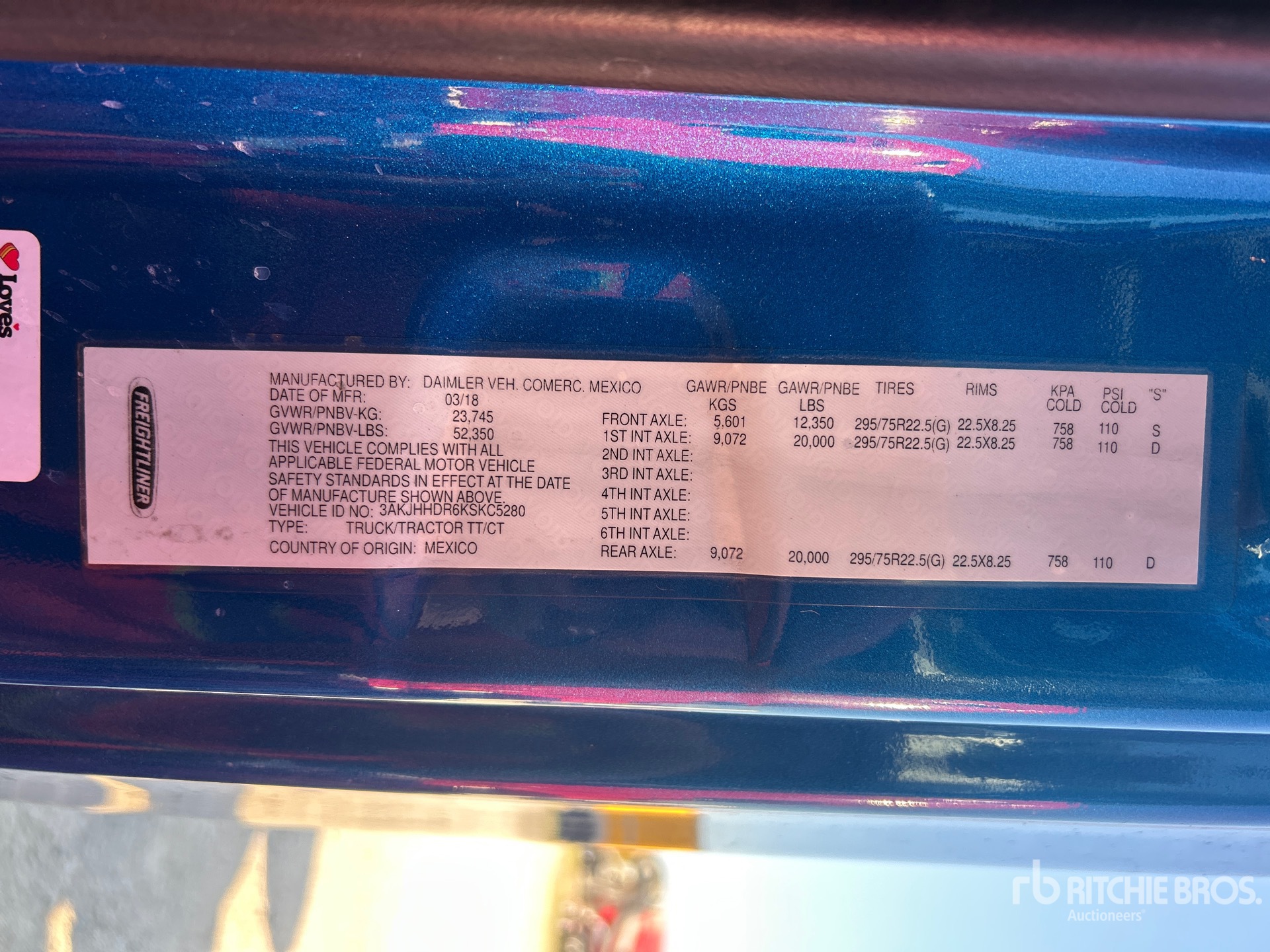 General Appearance with Serial Number / VIN