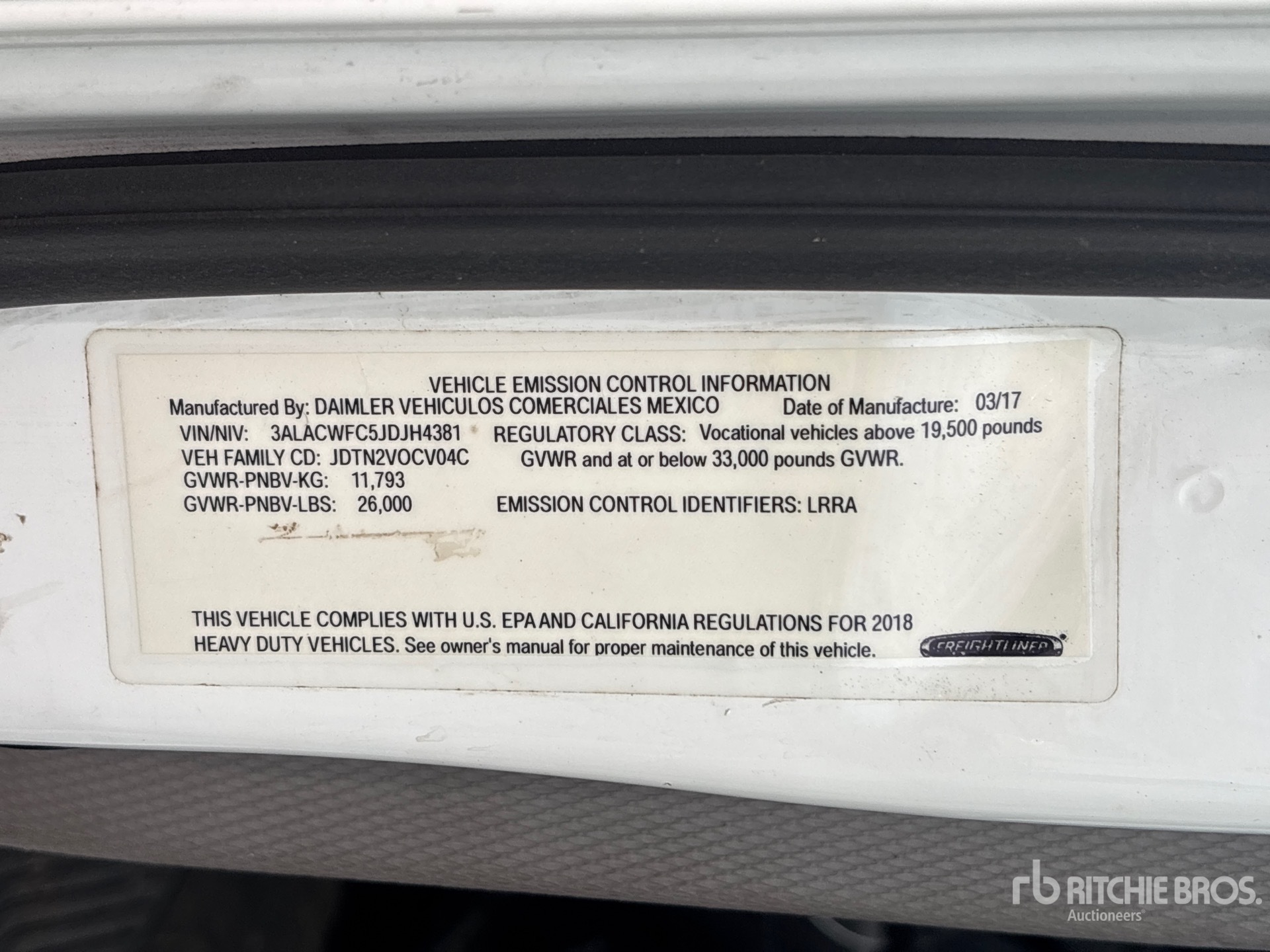 General Appearance with Serial Number / VIN