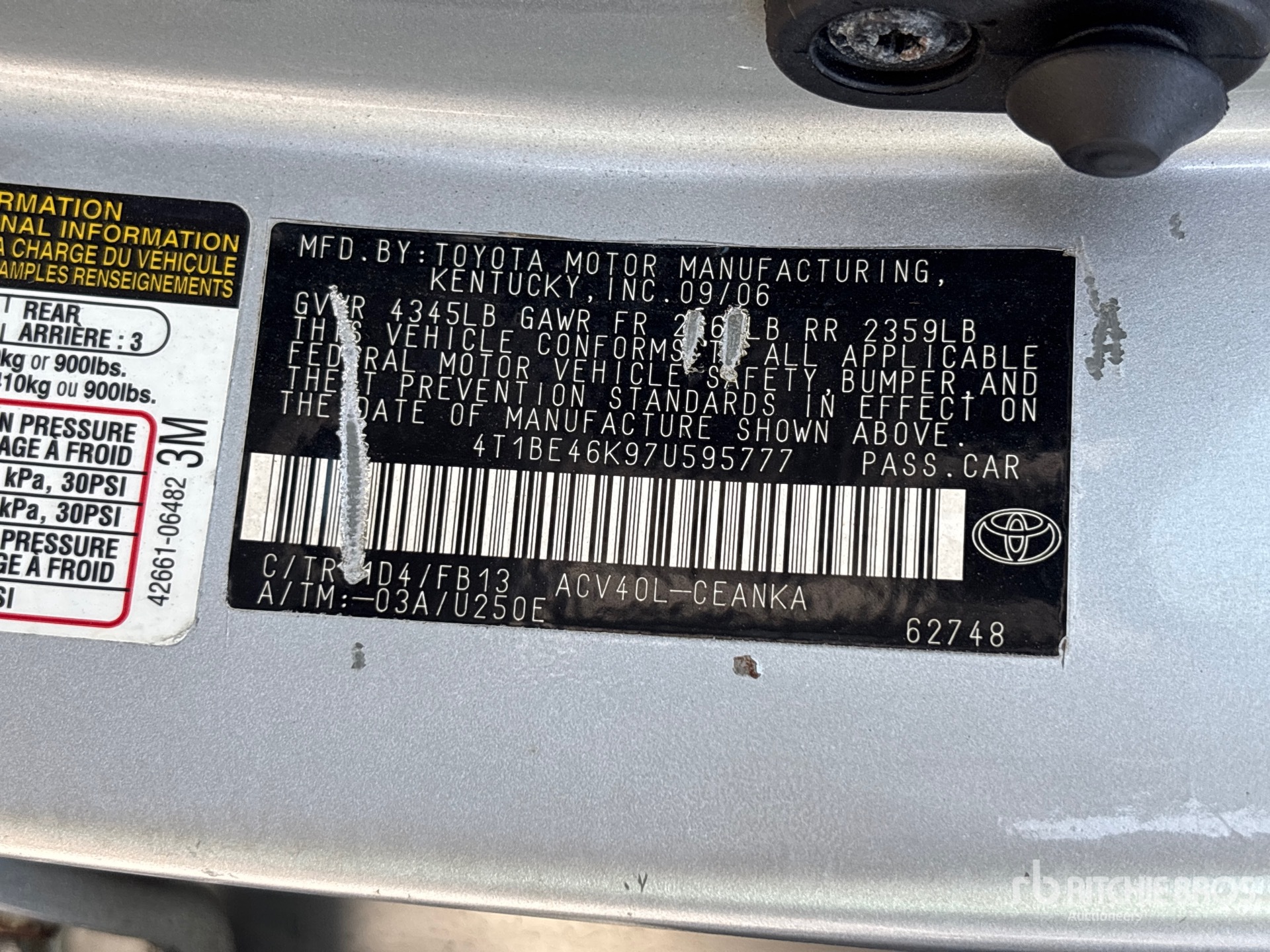 General Appearance with Serial Number / VIN
