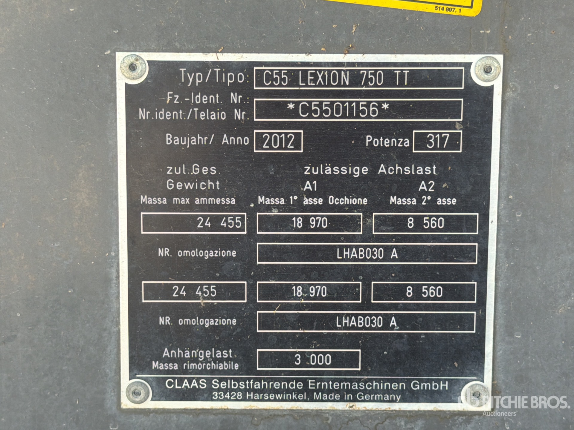 2012 Claas LEXION 750TT