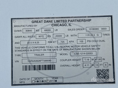 General Appearance with Serial Number / VIN
