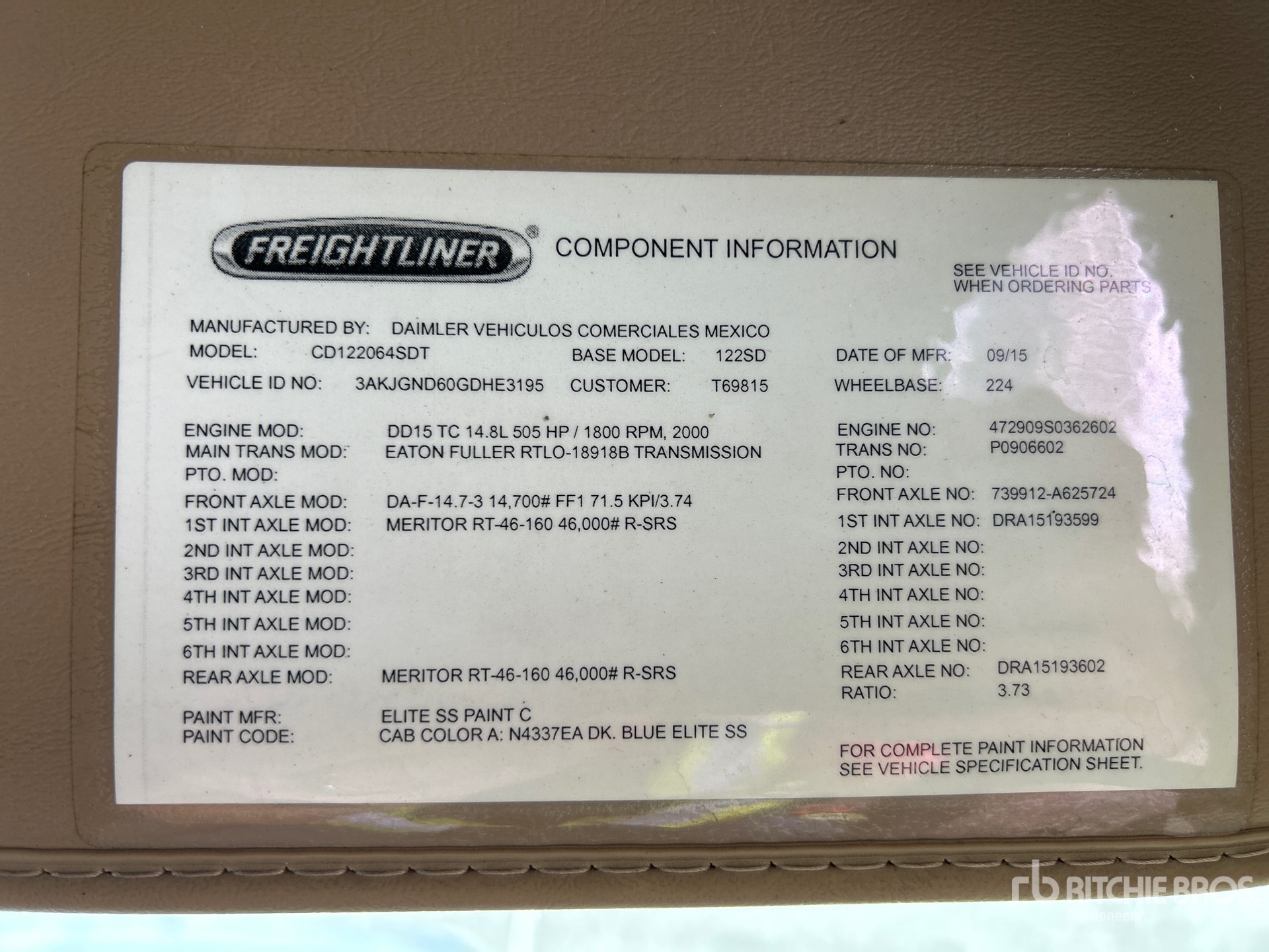 General Appearance with Serial Number / VIN