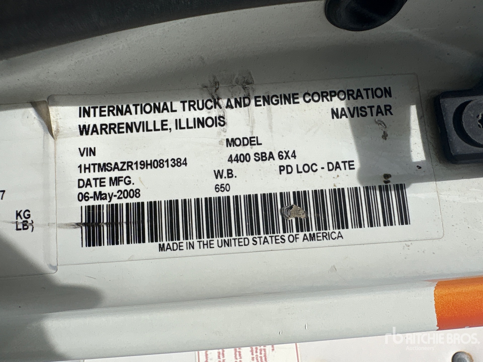 General Appearance with Serial Number / VIN