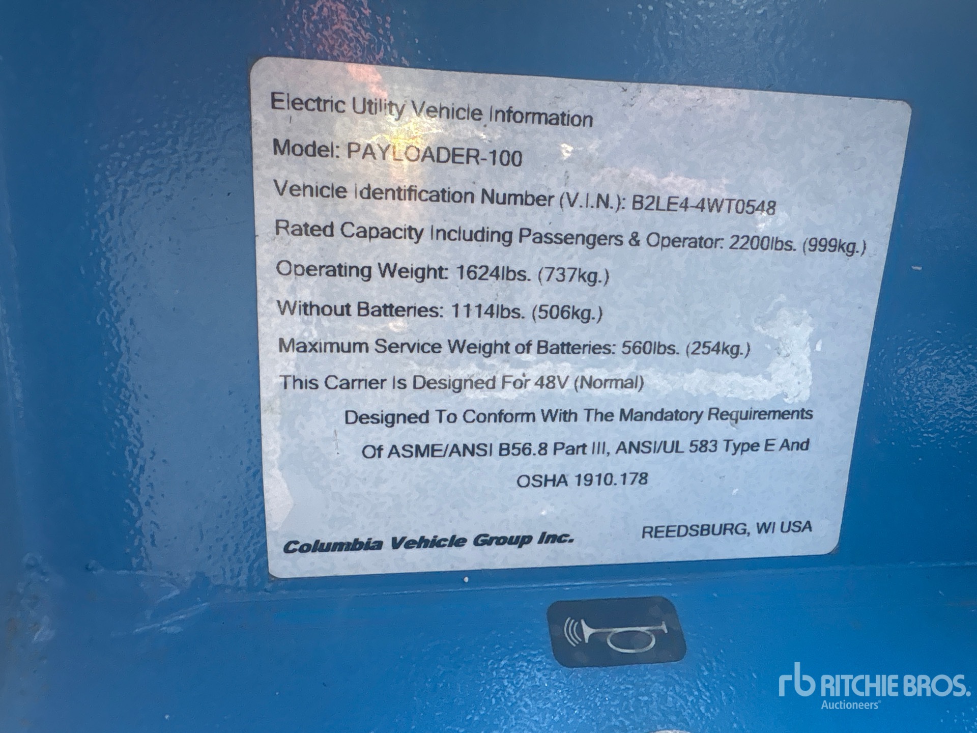 General Appearance with Serial Number / VIN