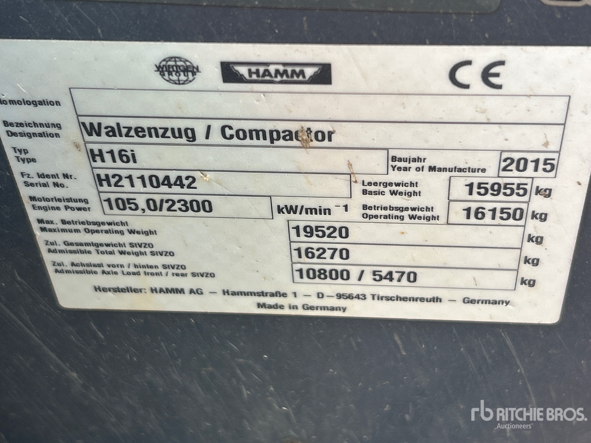2015 Hamm H16I