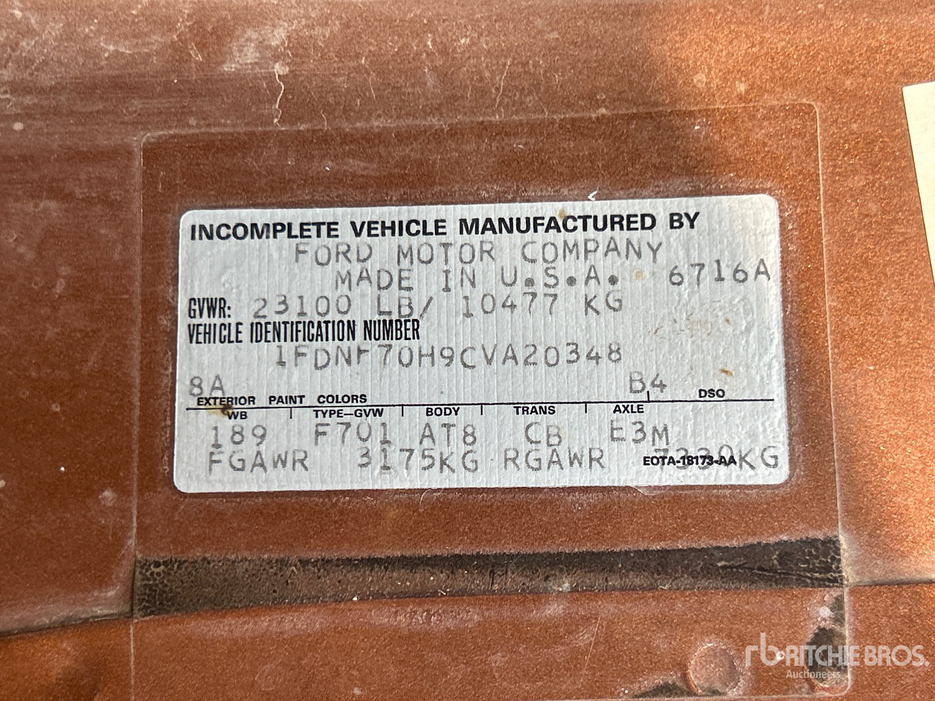 General Appearance with Serial Number / VIN