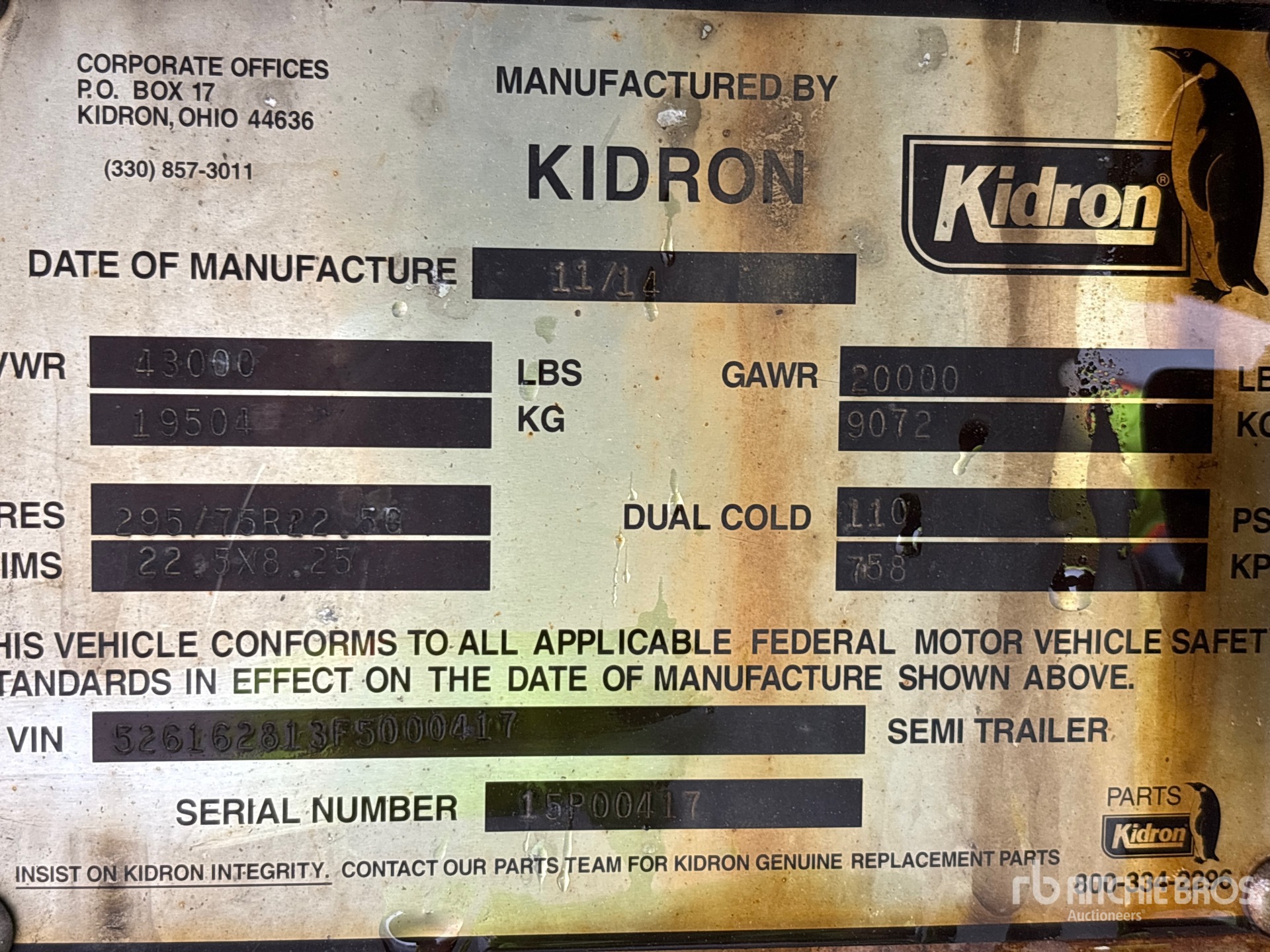 General Appearance with Serial Number / VIN