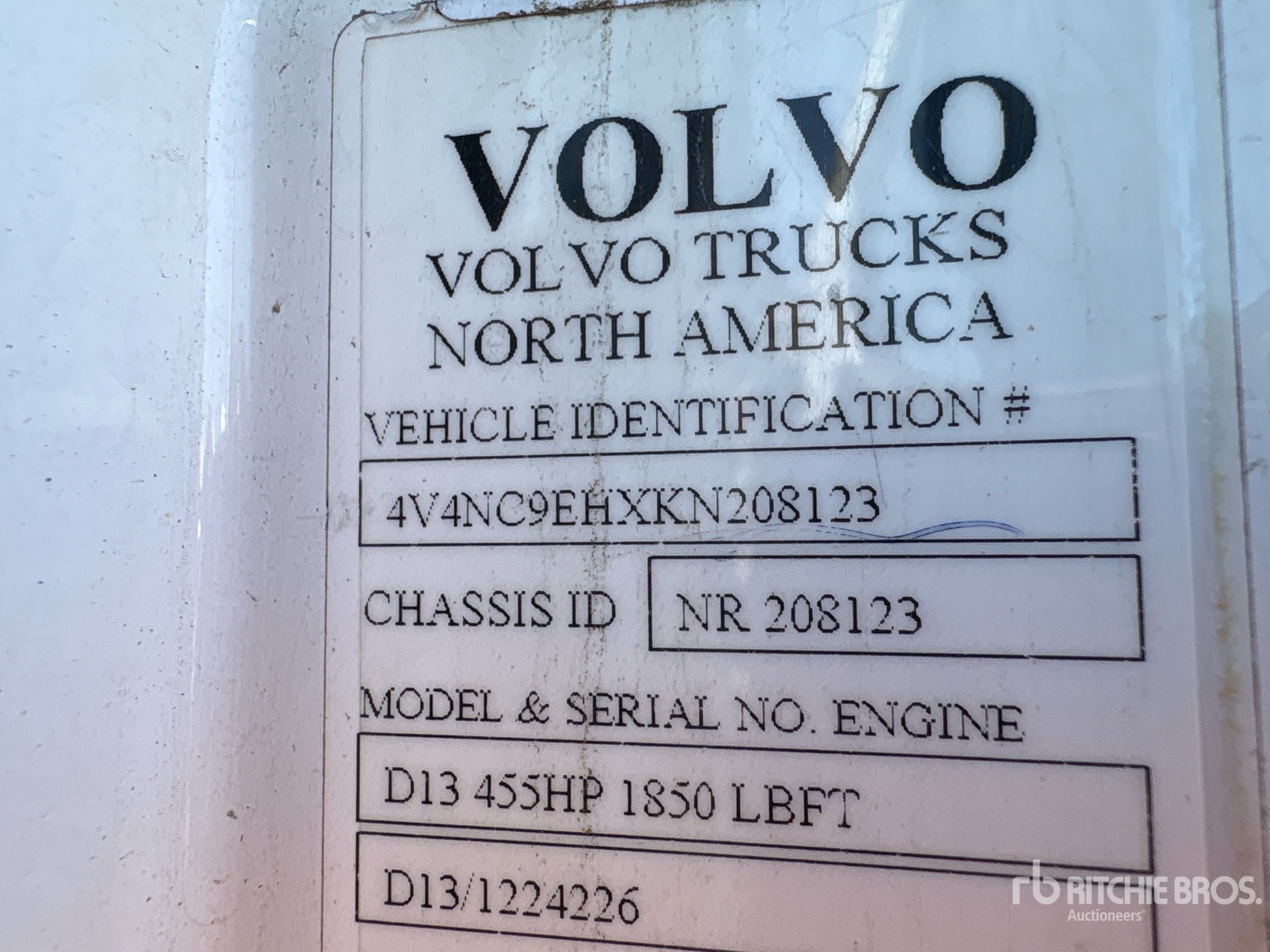 General Appearance with Serial Number / VIN