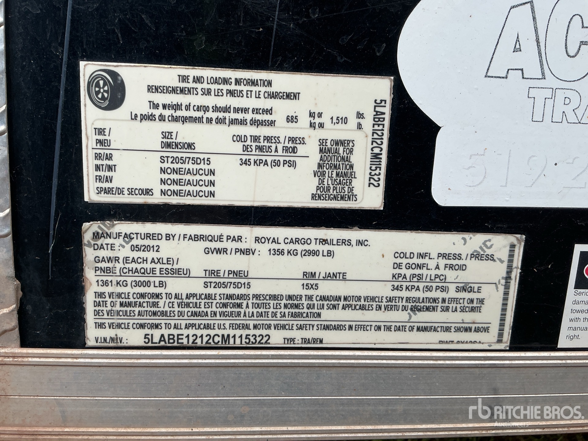 General Appearance with Serial Number / VIN