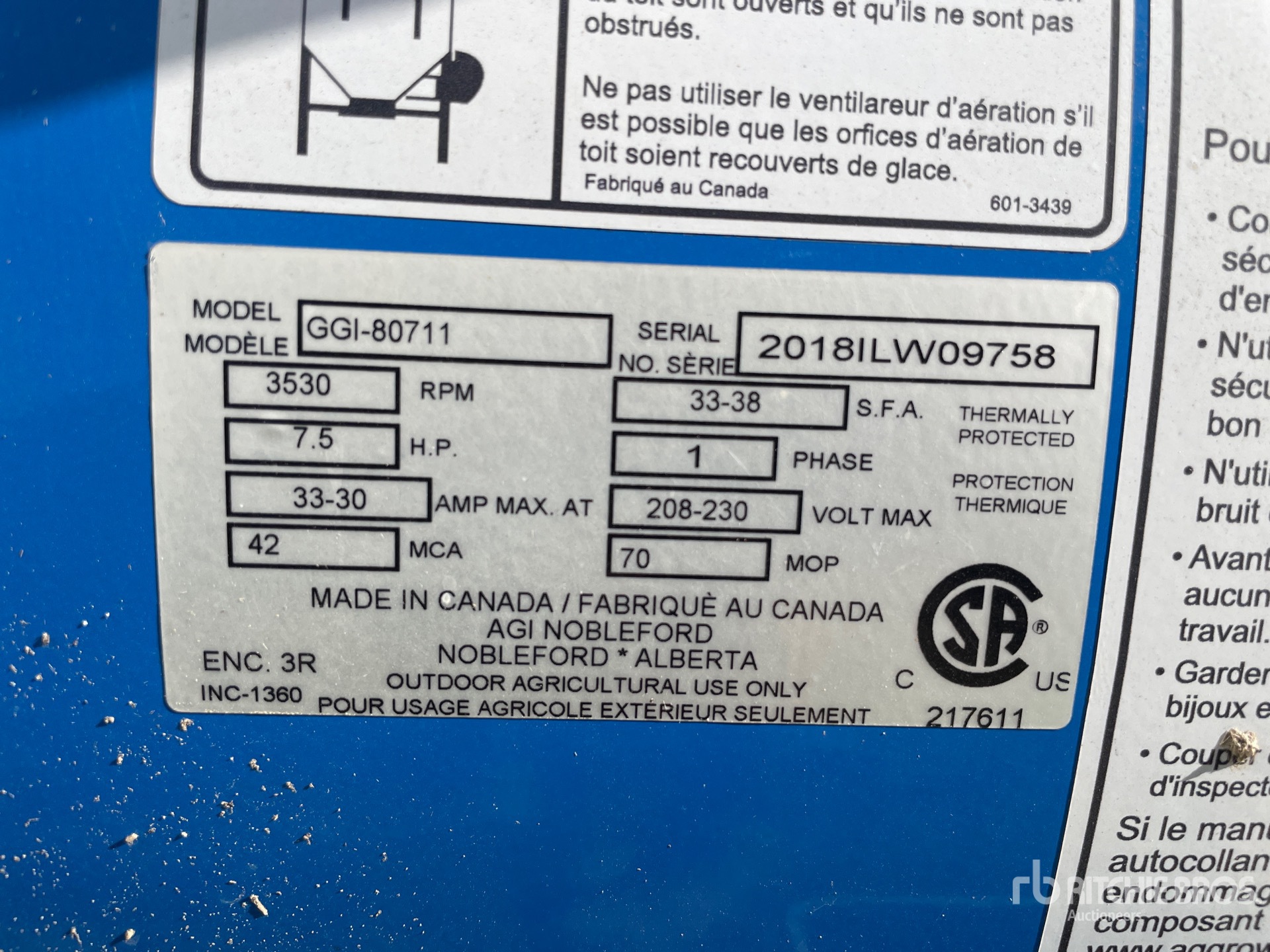 General Appearance with Serial Number / VIN