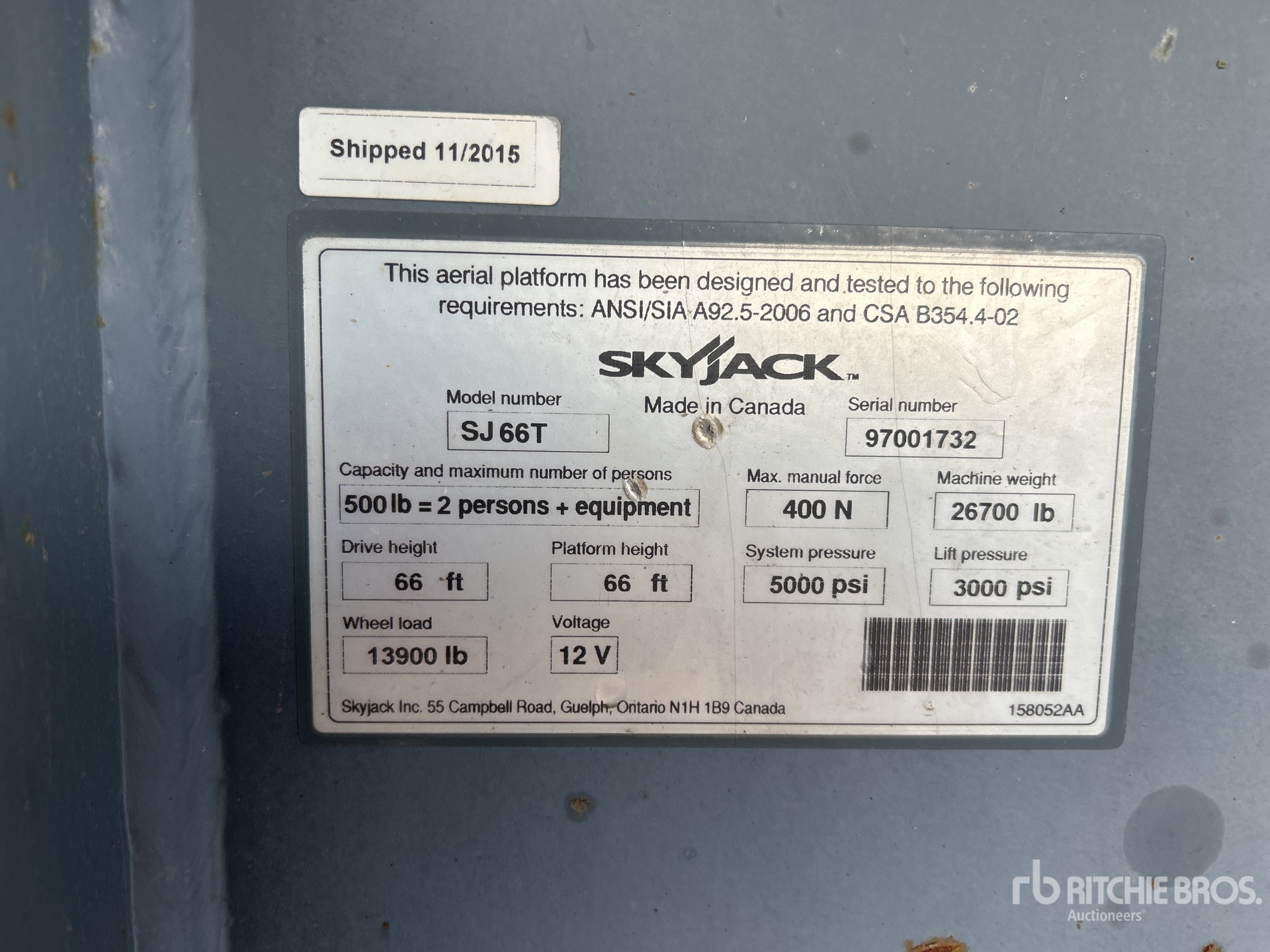 2016 Skyjack SJ66T