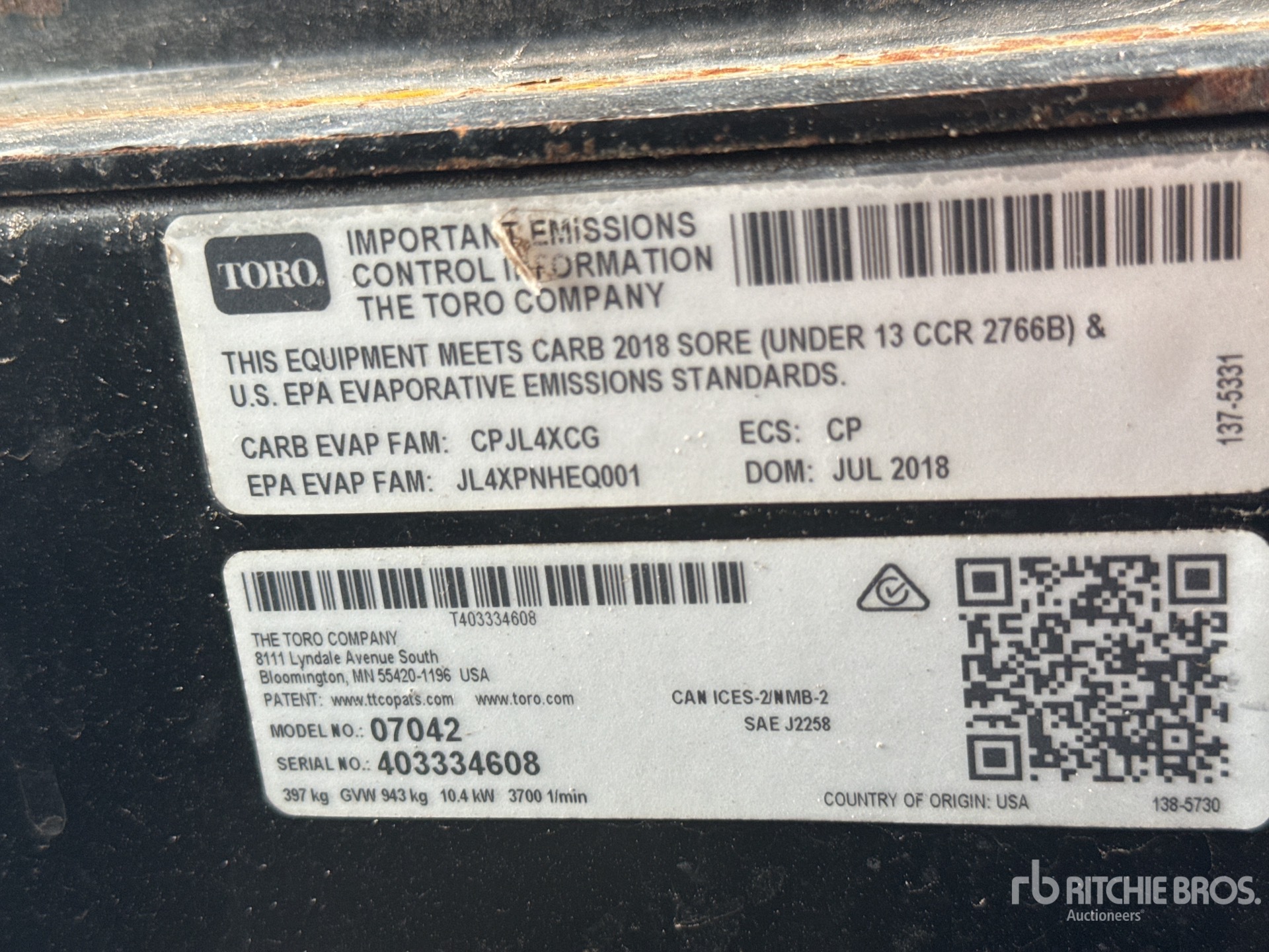 2018 Toro WORKMAN GTX 070