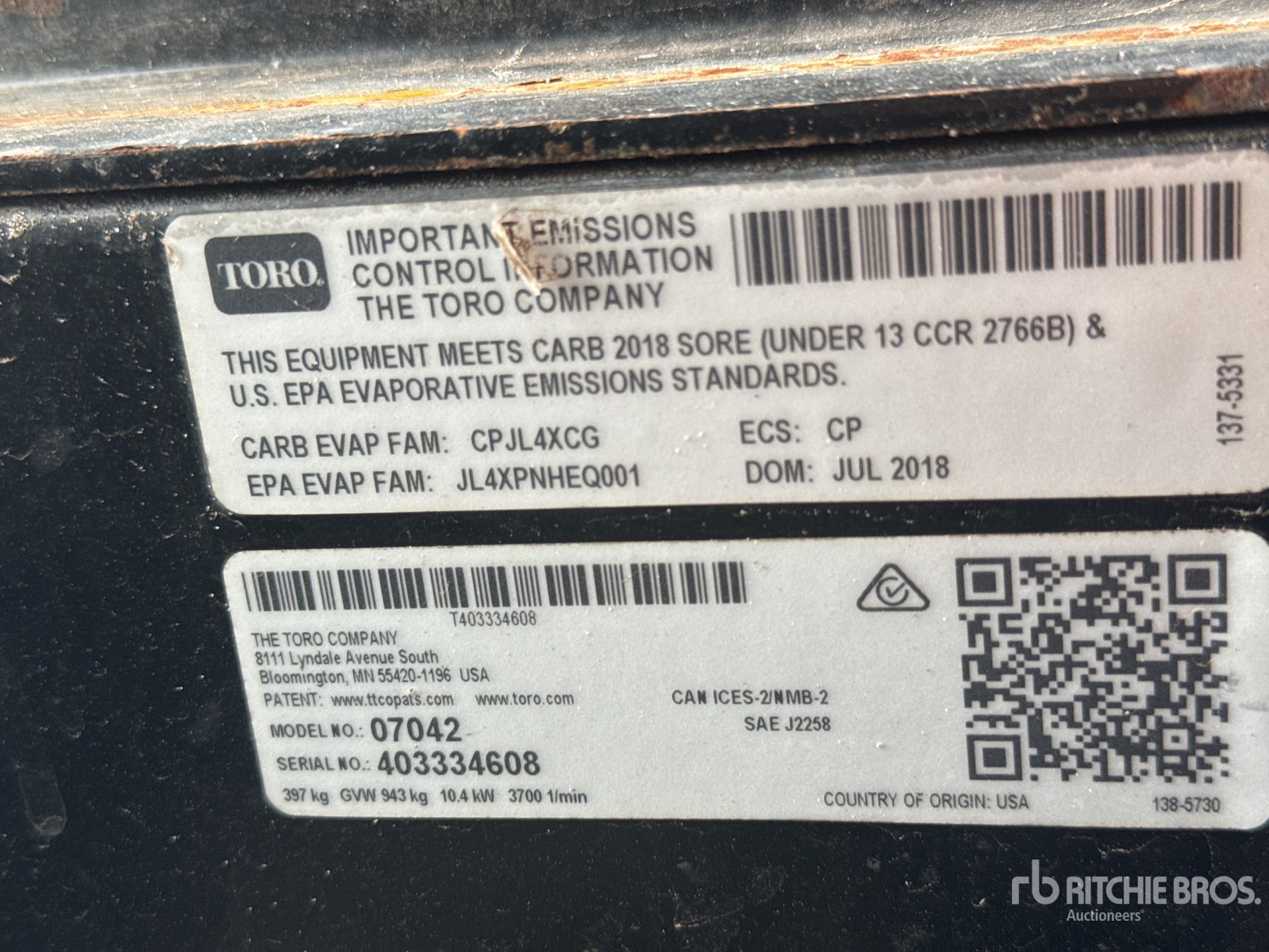 2018 Toro WORKMAN GTX 070