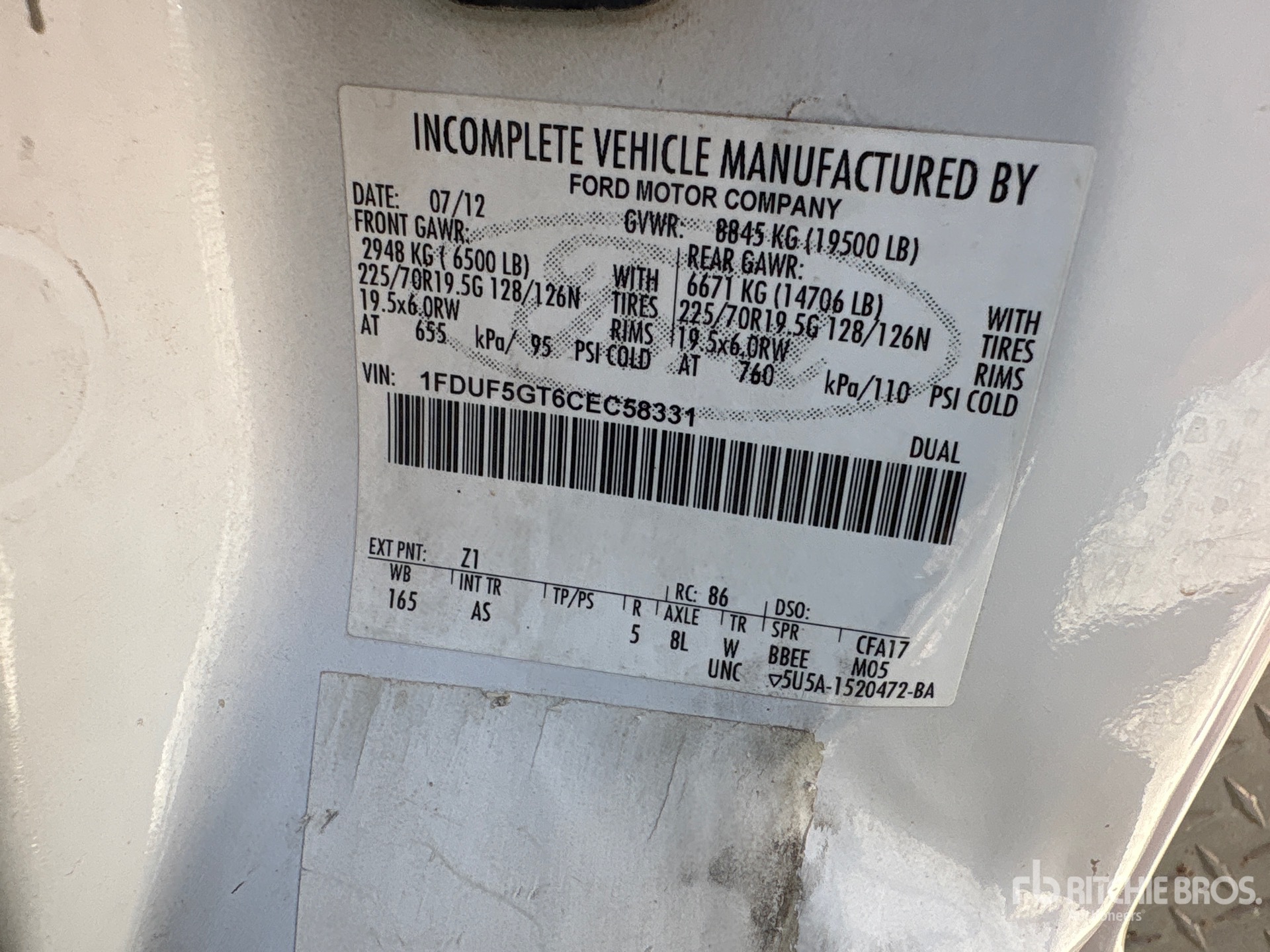 General Appearance with Serial Number / VIN