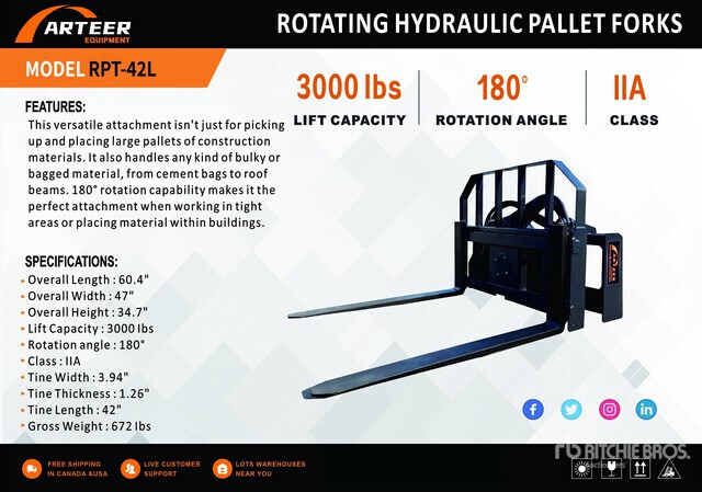 2026 ARTEER RPT-42L Skid Steer Forks