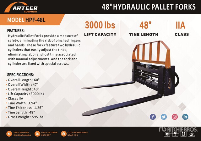 2026 ARTEER HPF-48L Skid Steer Forks