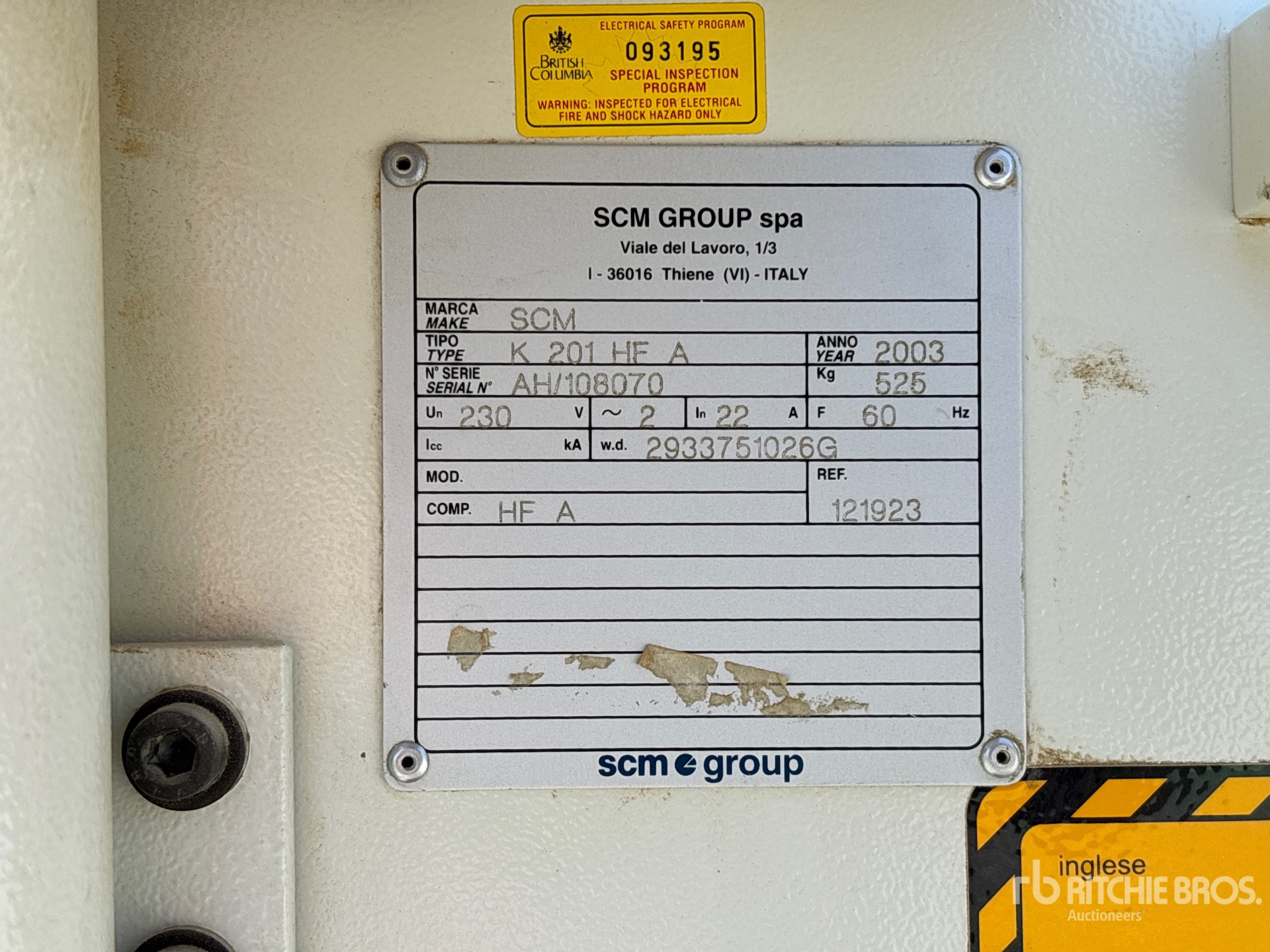 General Appearance with Serial Number / VIN