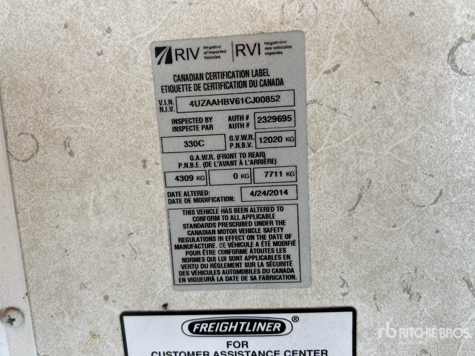 General Appearance with Serial Number / VIN