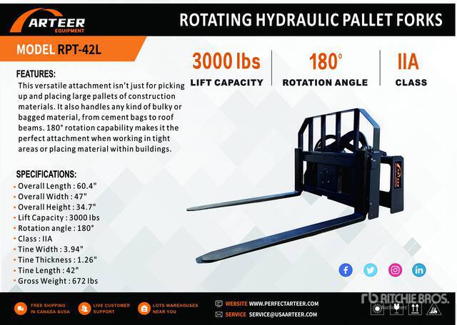 2026 ARTEER RPT-42L Skid Steer Forks