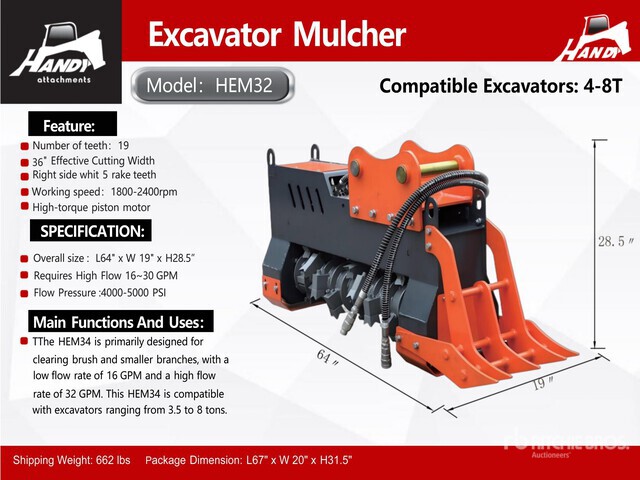 2026 Handy HEM32 Mulcher Attachment