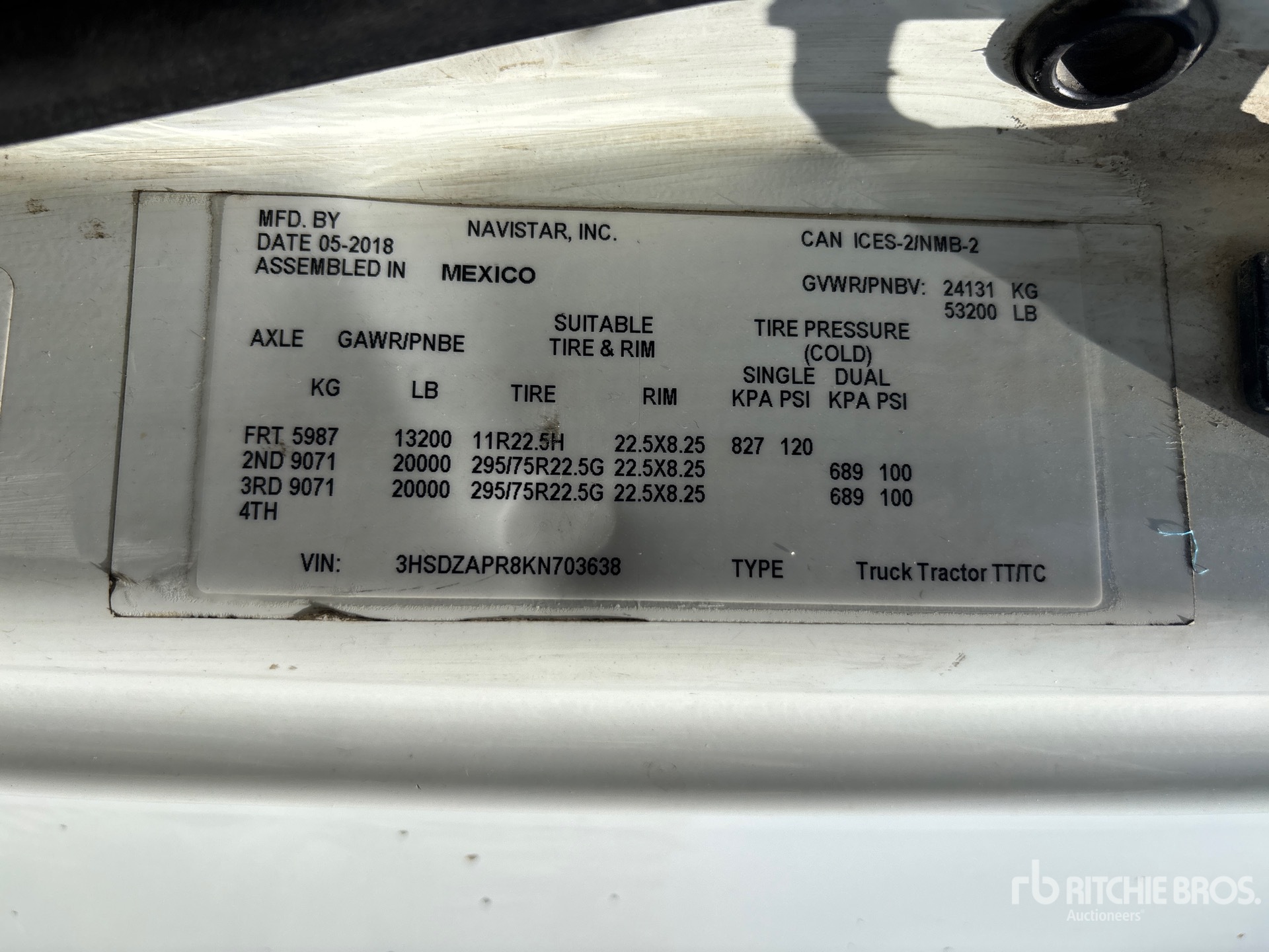 General Appearance with Serial Number / VIN