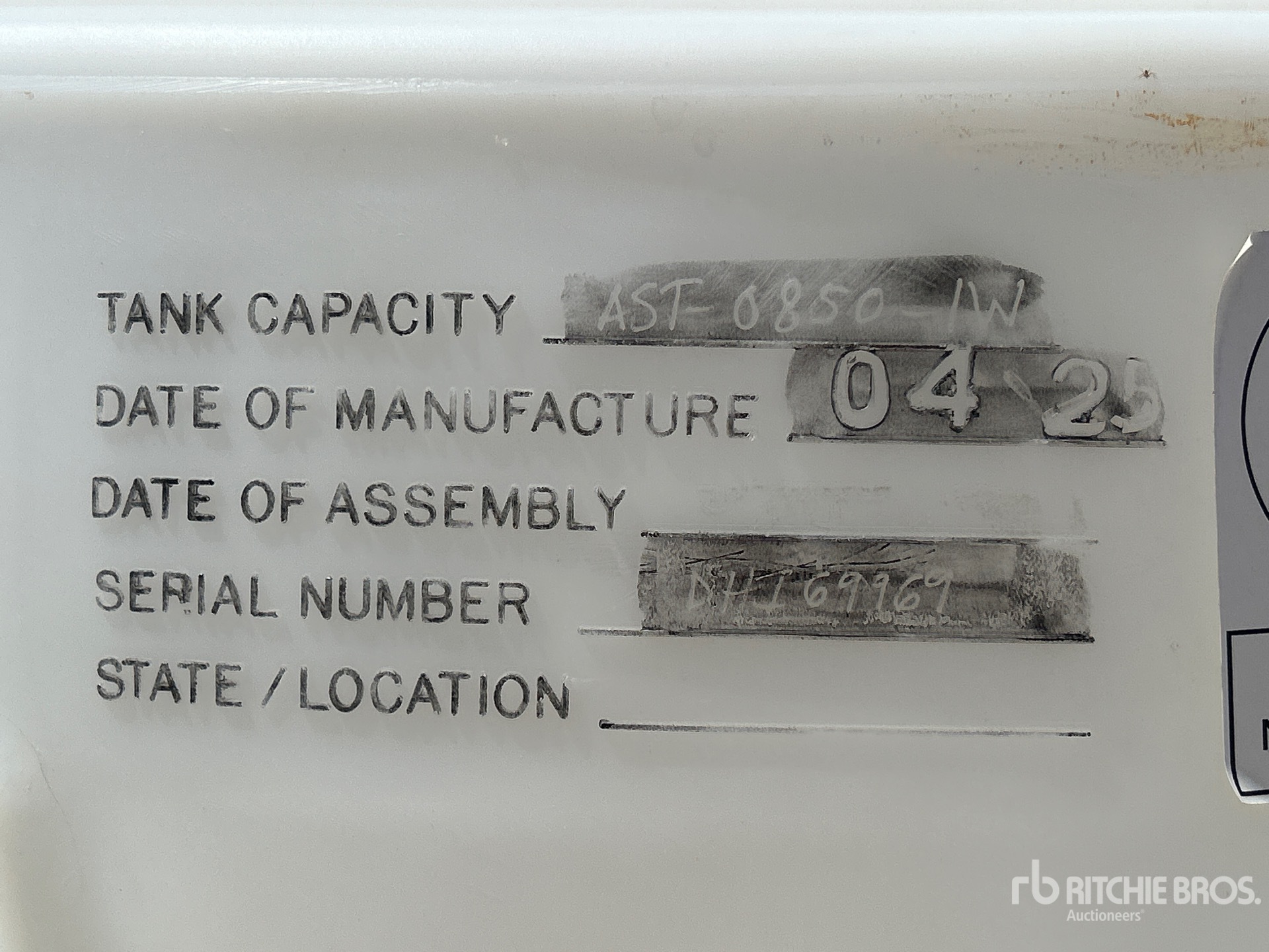 General Appearance with Serial Number / VIN