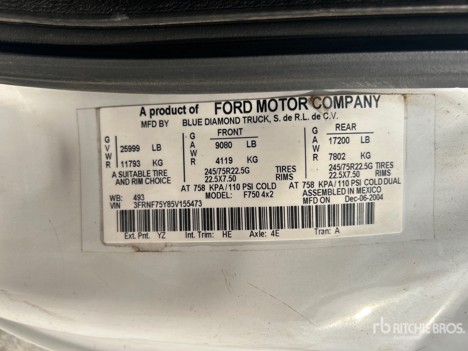 General Appearance with Serial Number / VIN