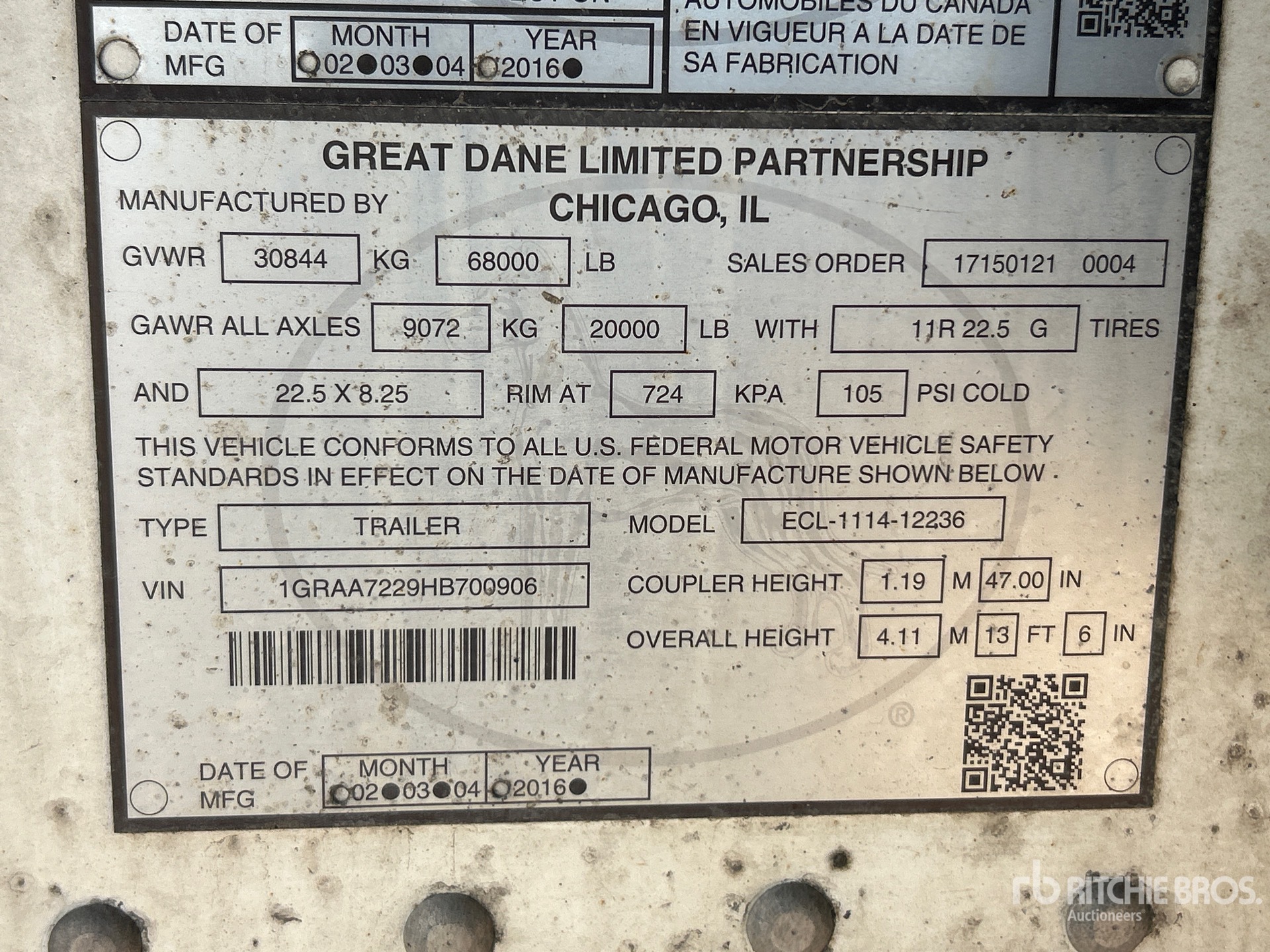 2017 Great Dane ECL-1114-12236