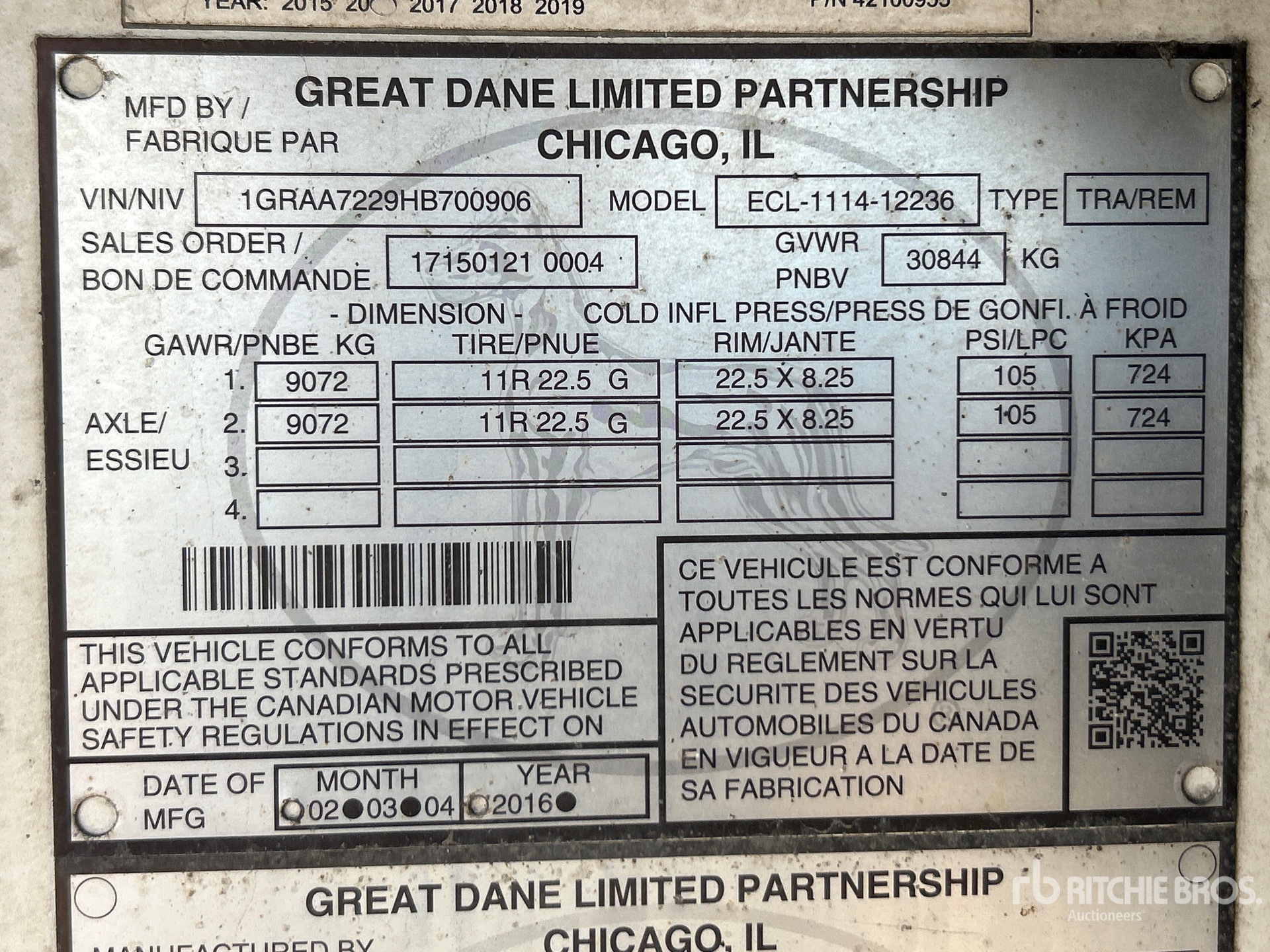 2017 Great Dane ECL-1114-12236