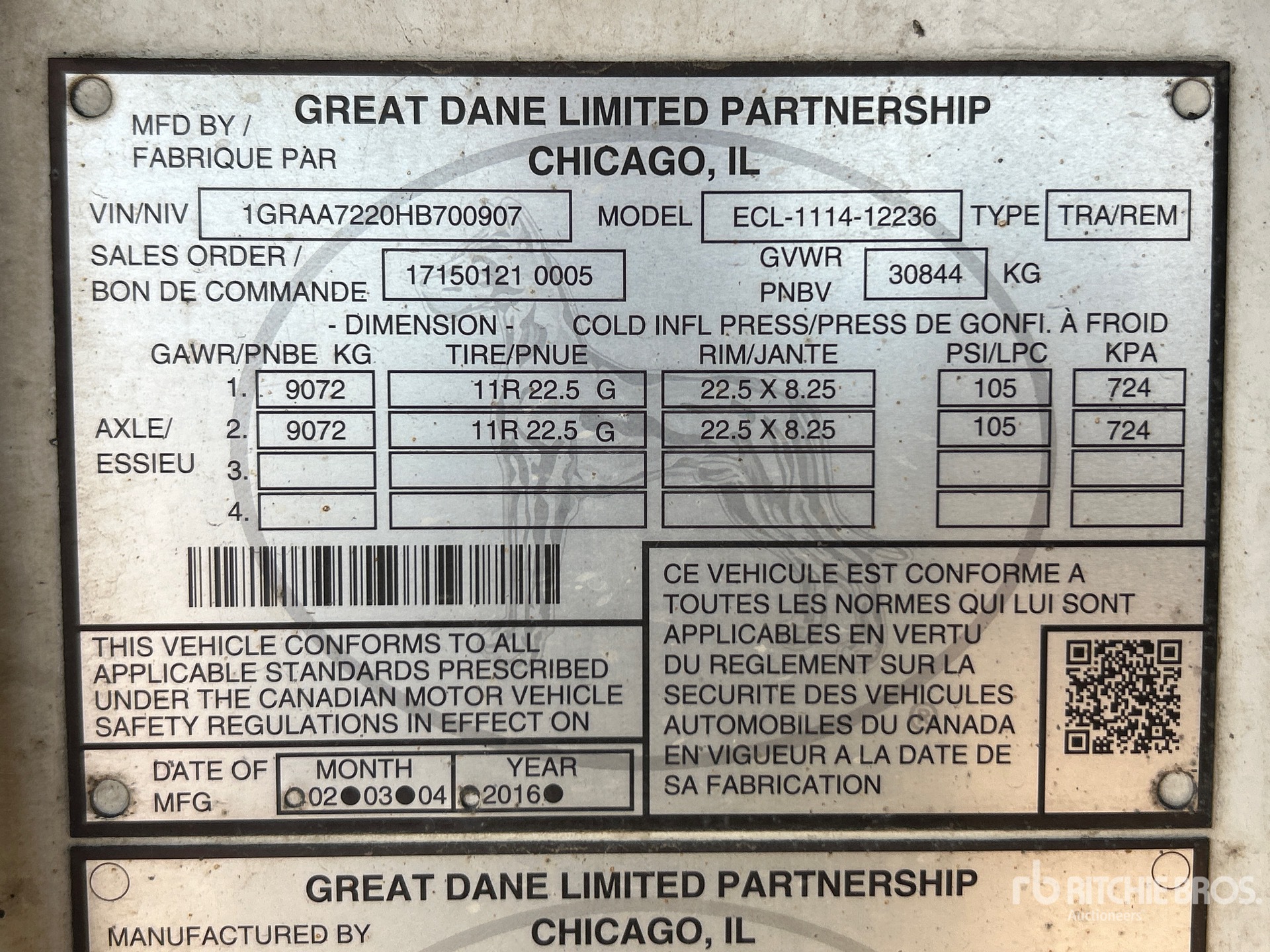2017 Great Dane ECL-1114-12236