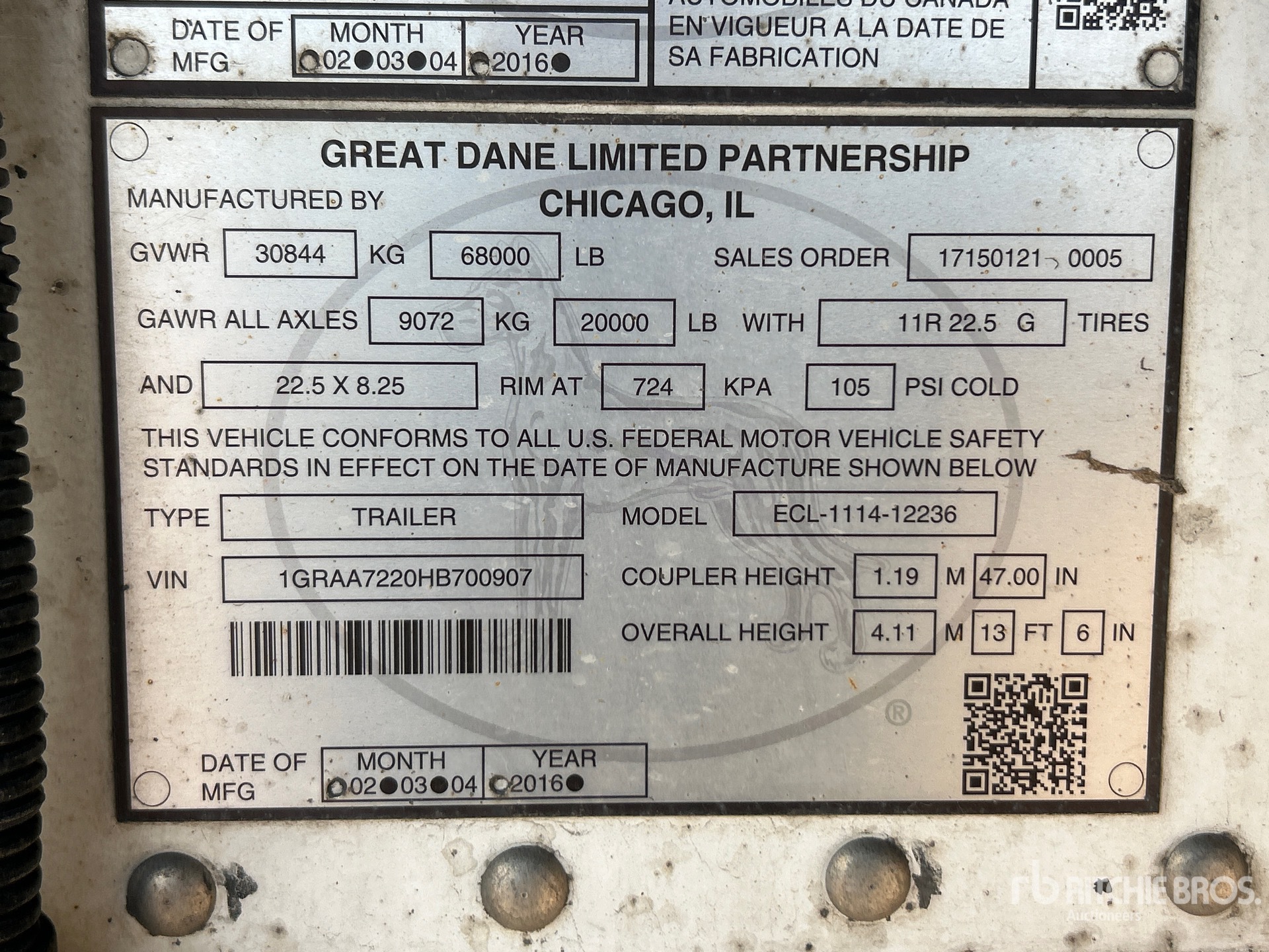 2017 Great Dane ECL-1114-12236