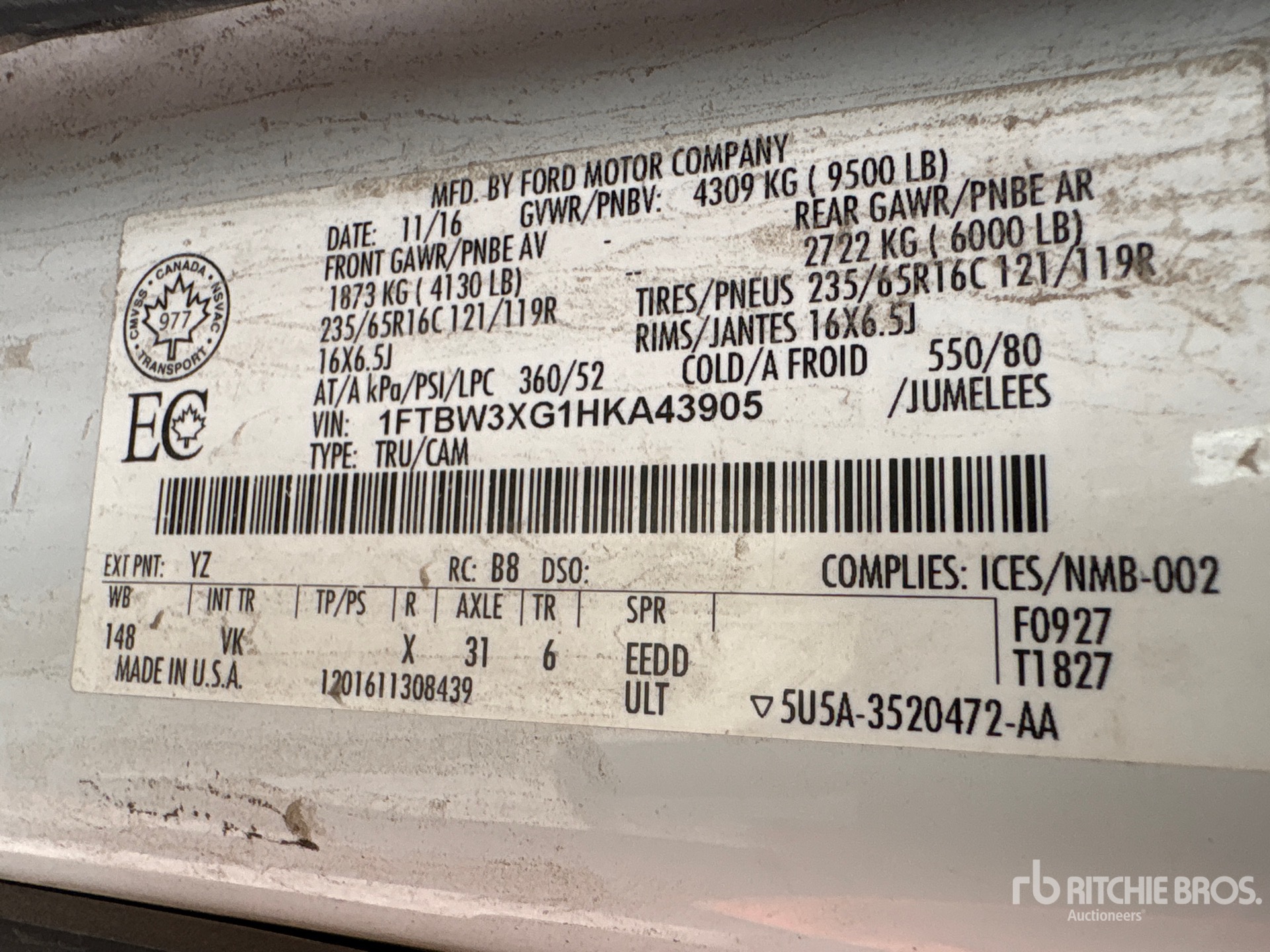 General Appearance with Serial Number / VIN