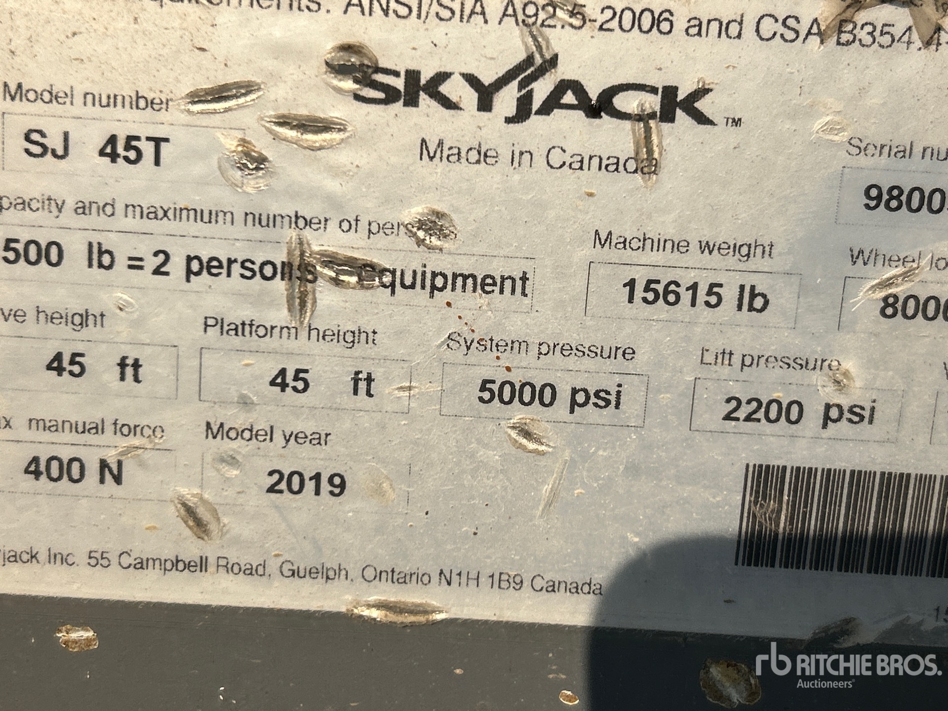 2019 Skyjack SJ45T