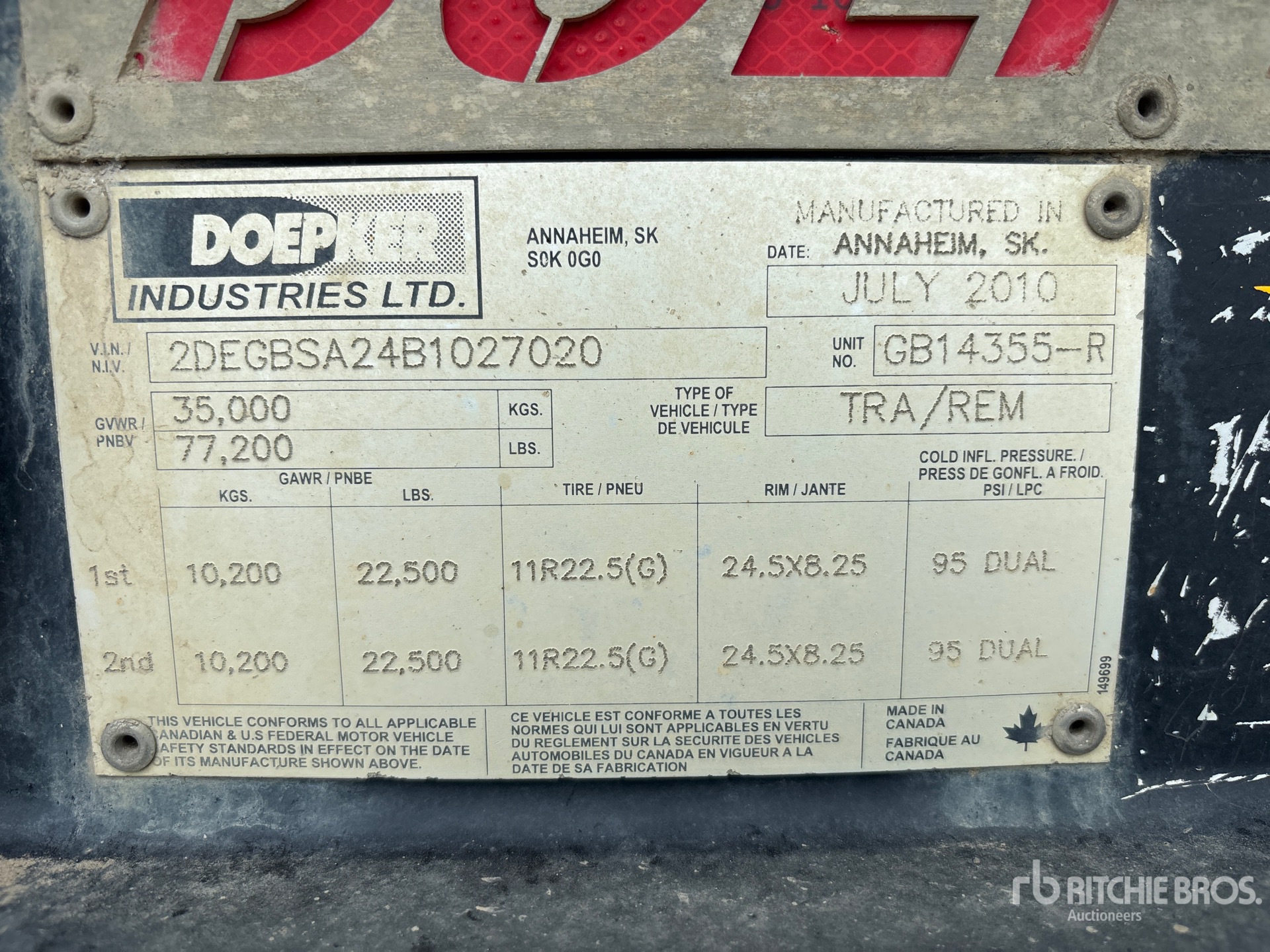 General Appearance with Serial Number / VIN