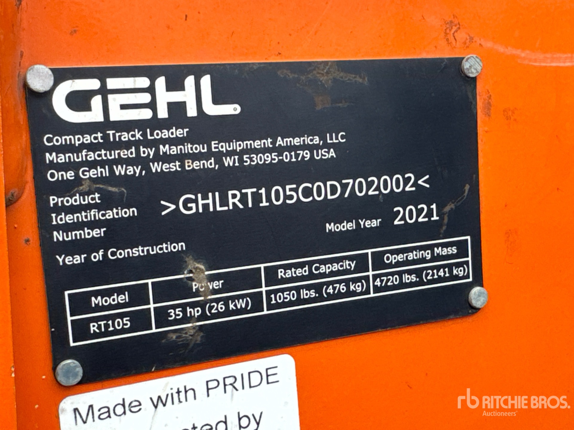 2021 Gehl RT105
