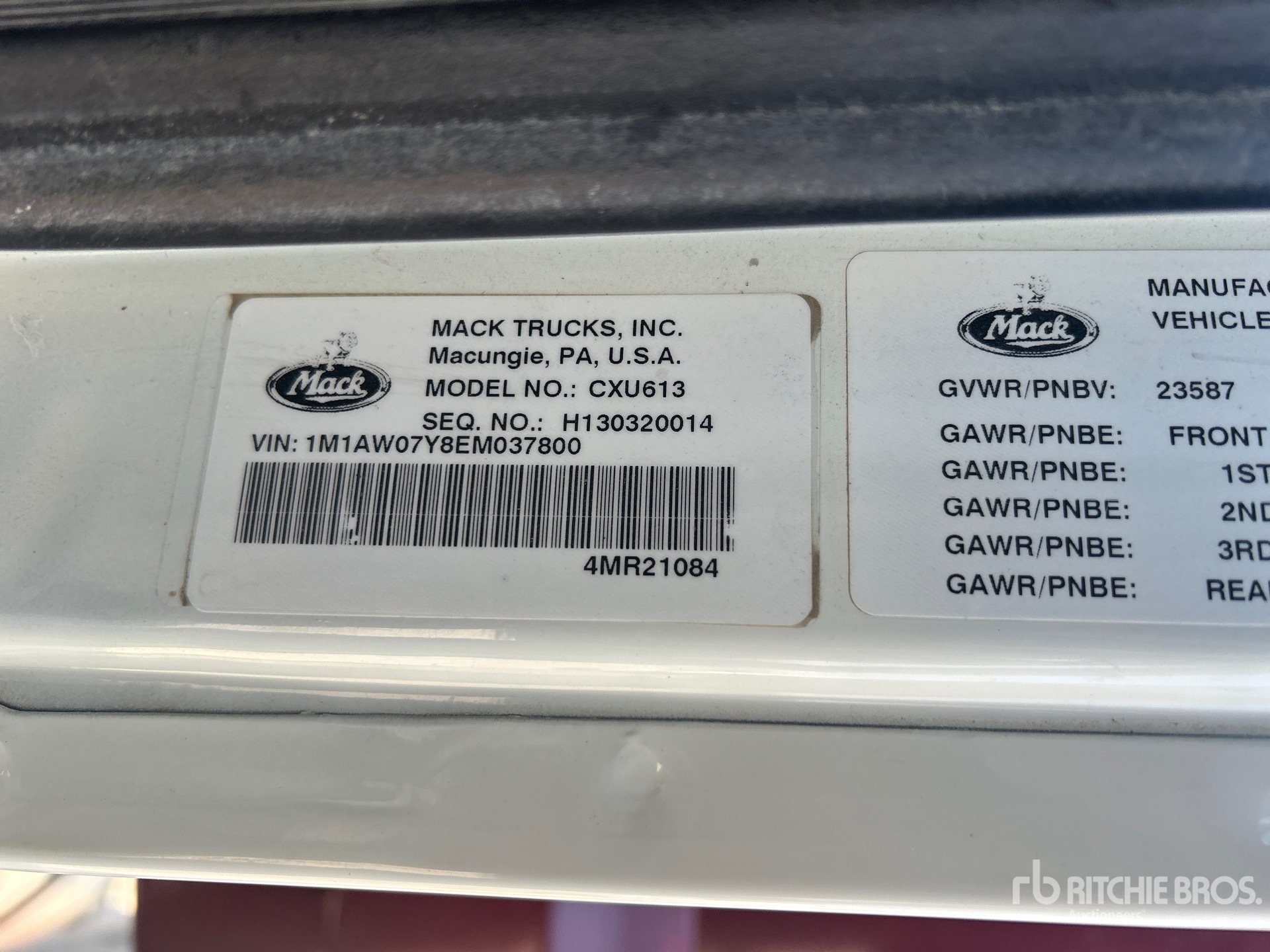 General Appearance with Serial Number / VIN