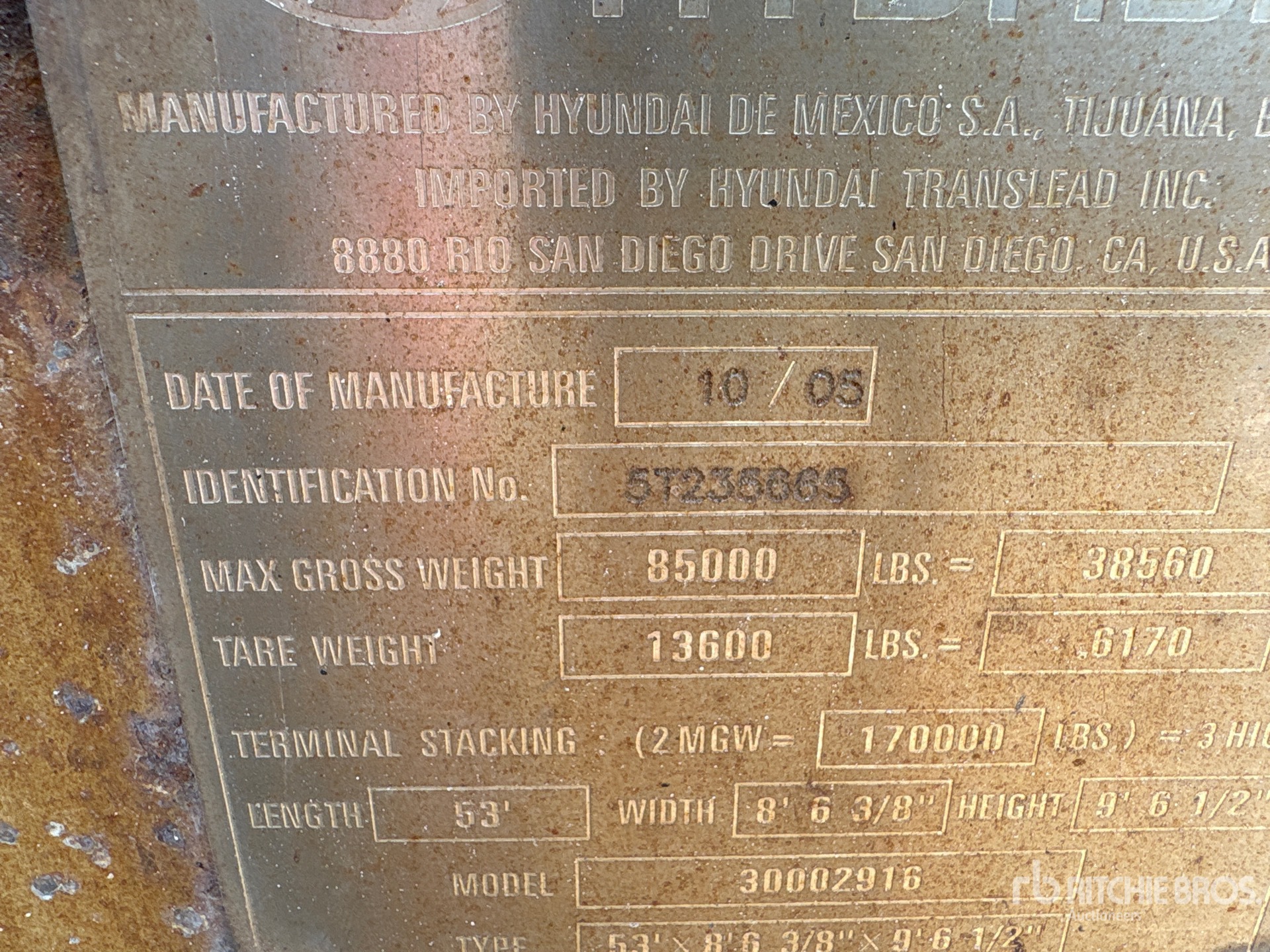 2005 Hyundai 53 FT HIGH CUBE REFRIGERATED