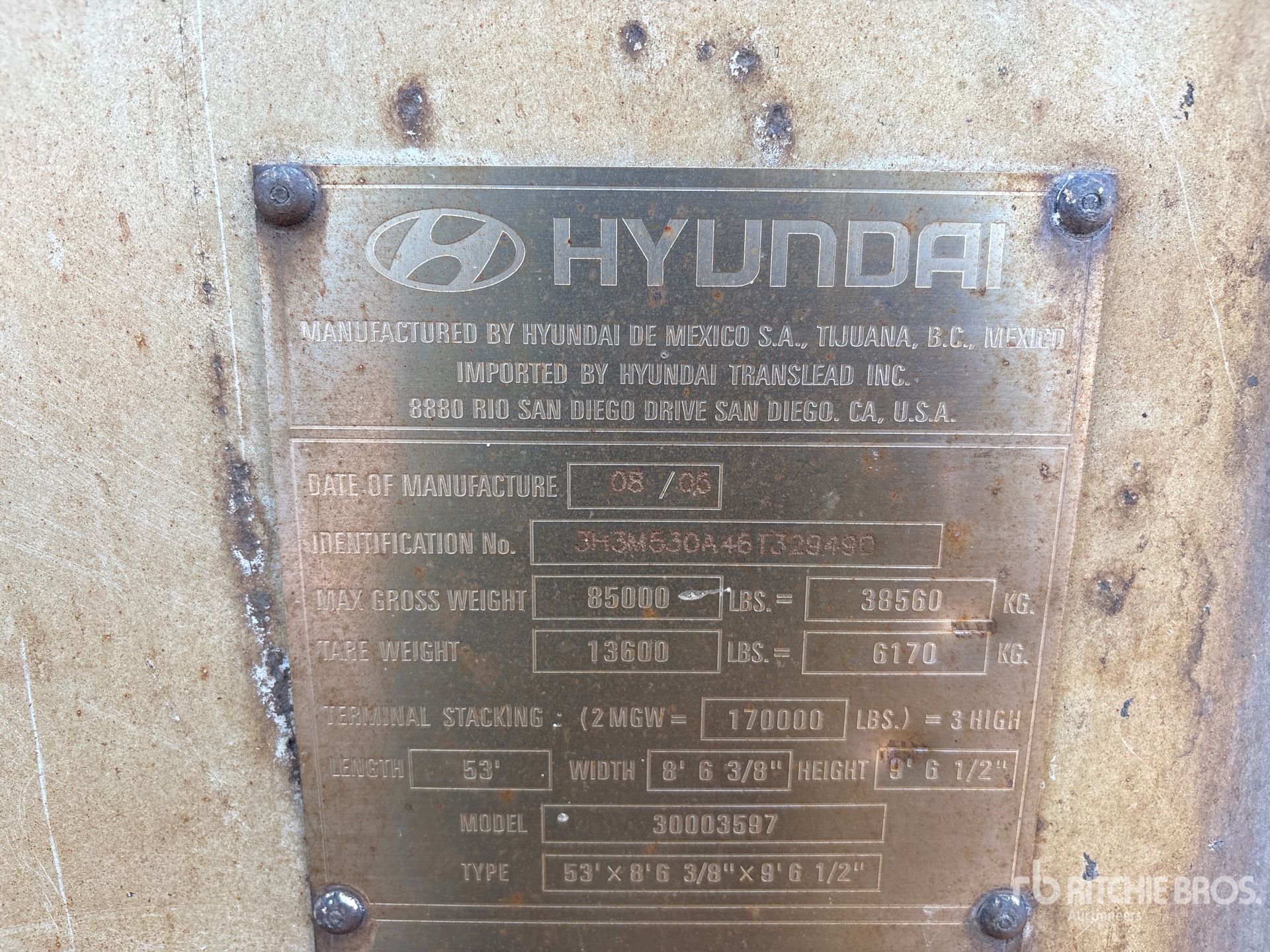 2006 Hyundai 53 FT HIGH CUBE REFRIGERATED
