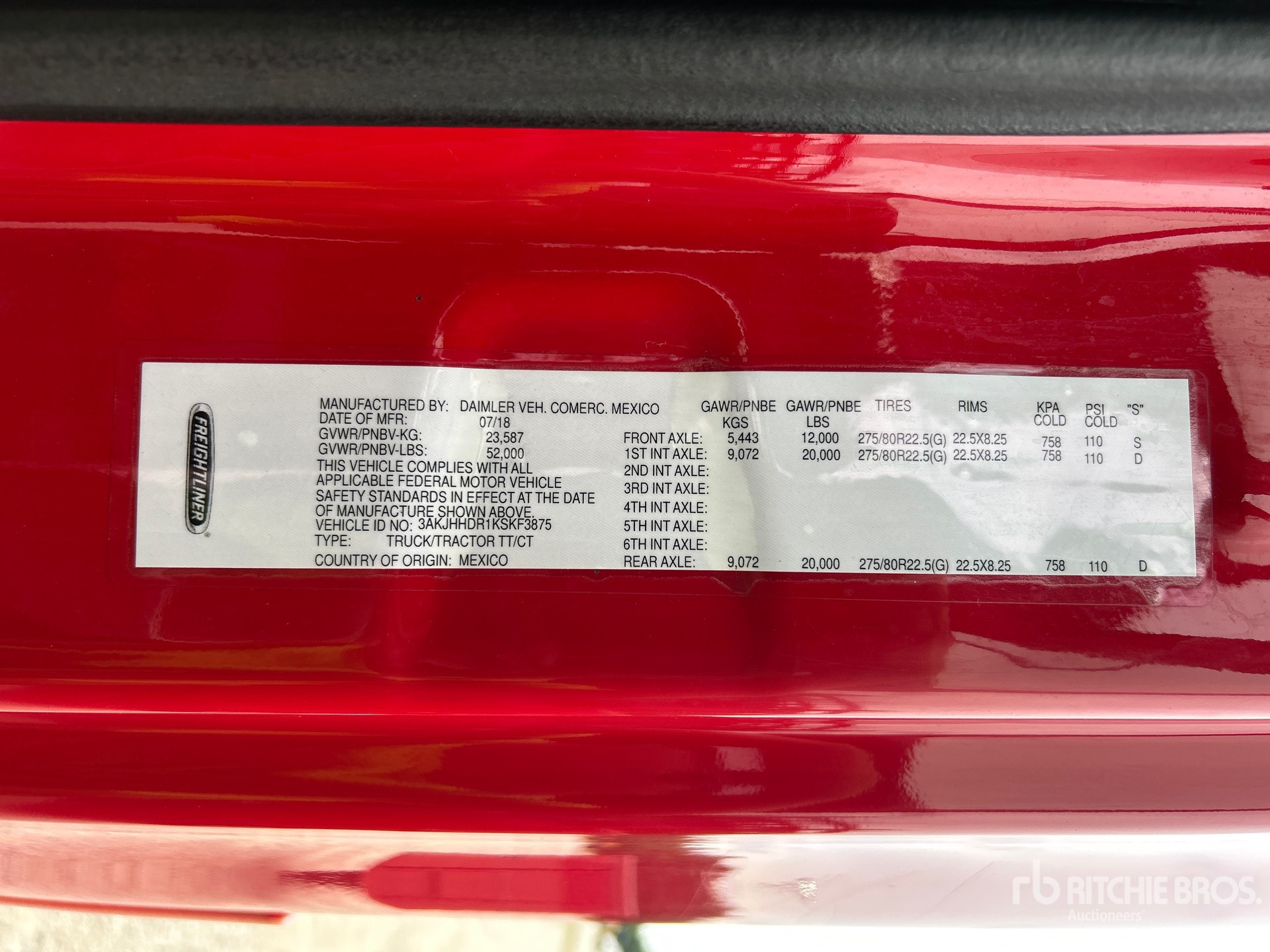 General Appearance with Serial Number / VIN