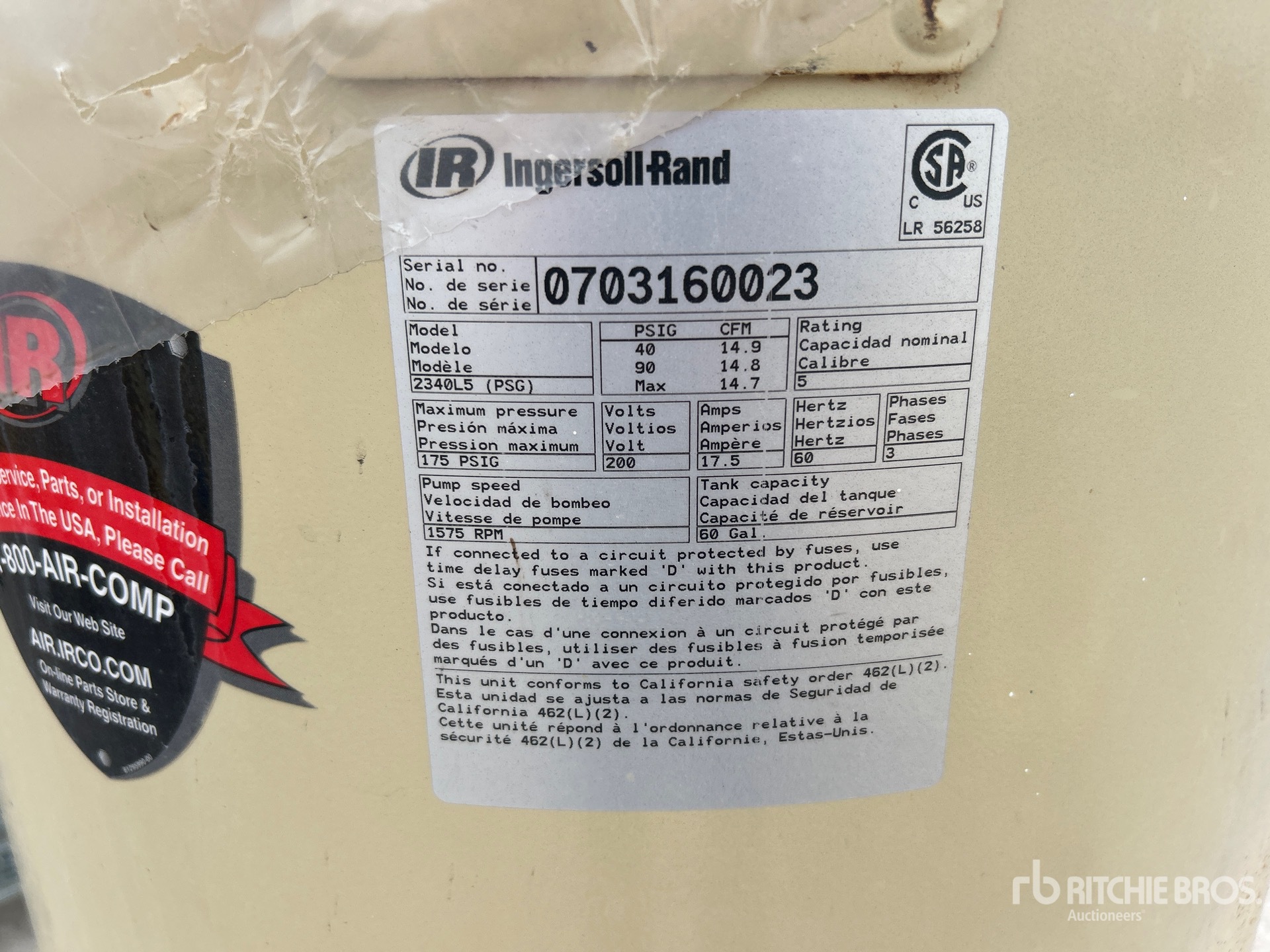 General Appearance with Serial Number / VIN