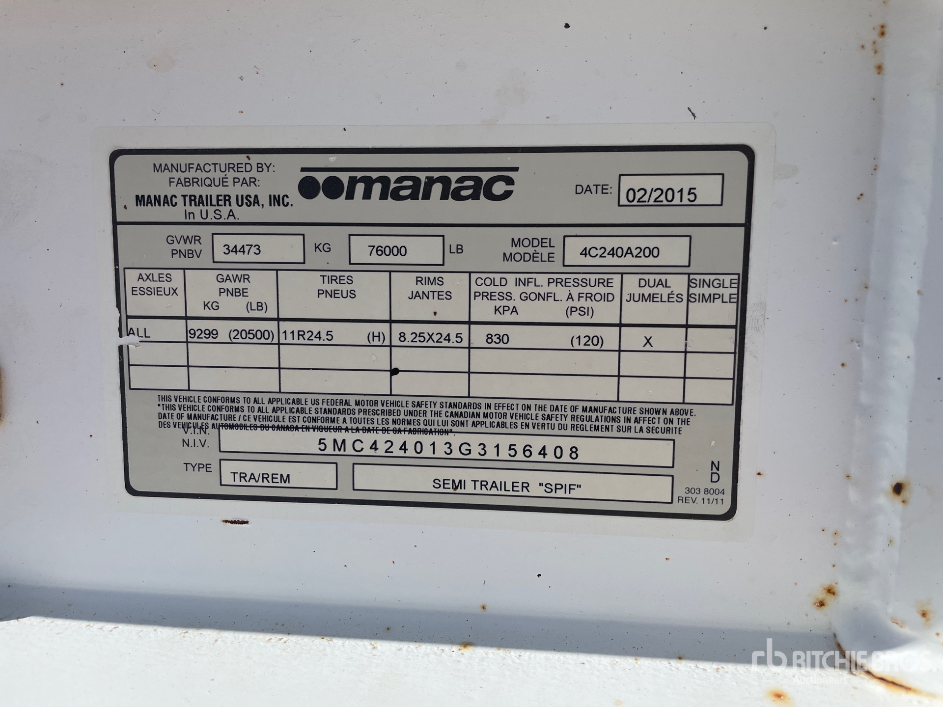 Photo of a 2016 Manac 42 ft T/A