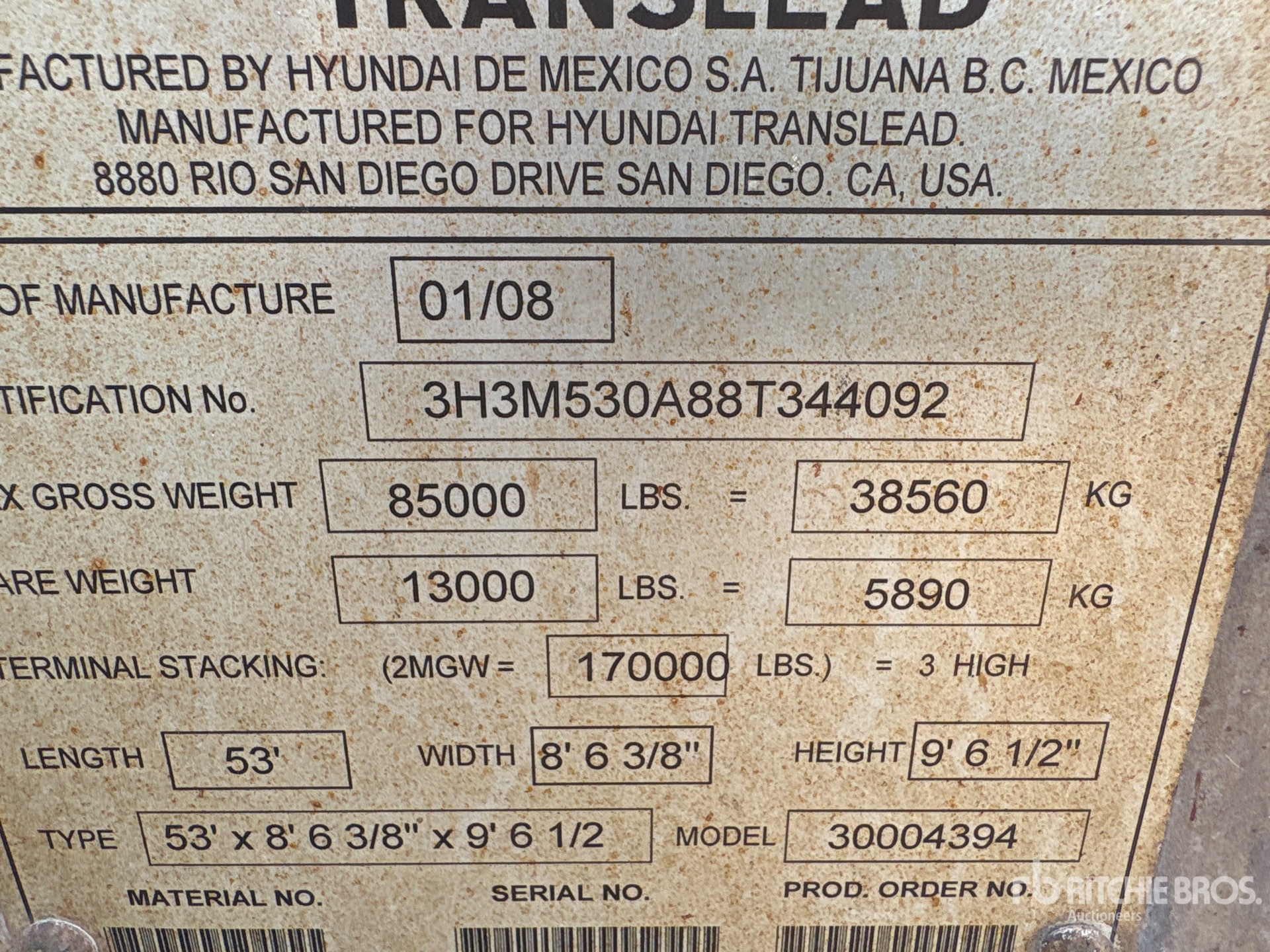 2008 Hyundai 53 FT REFRIGERATED