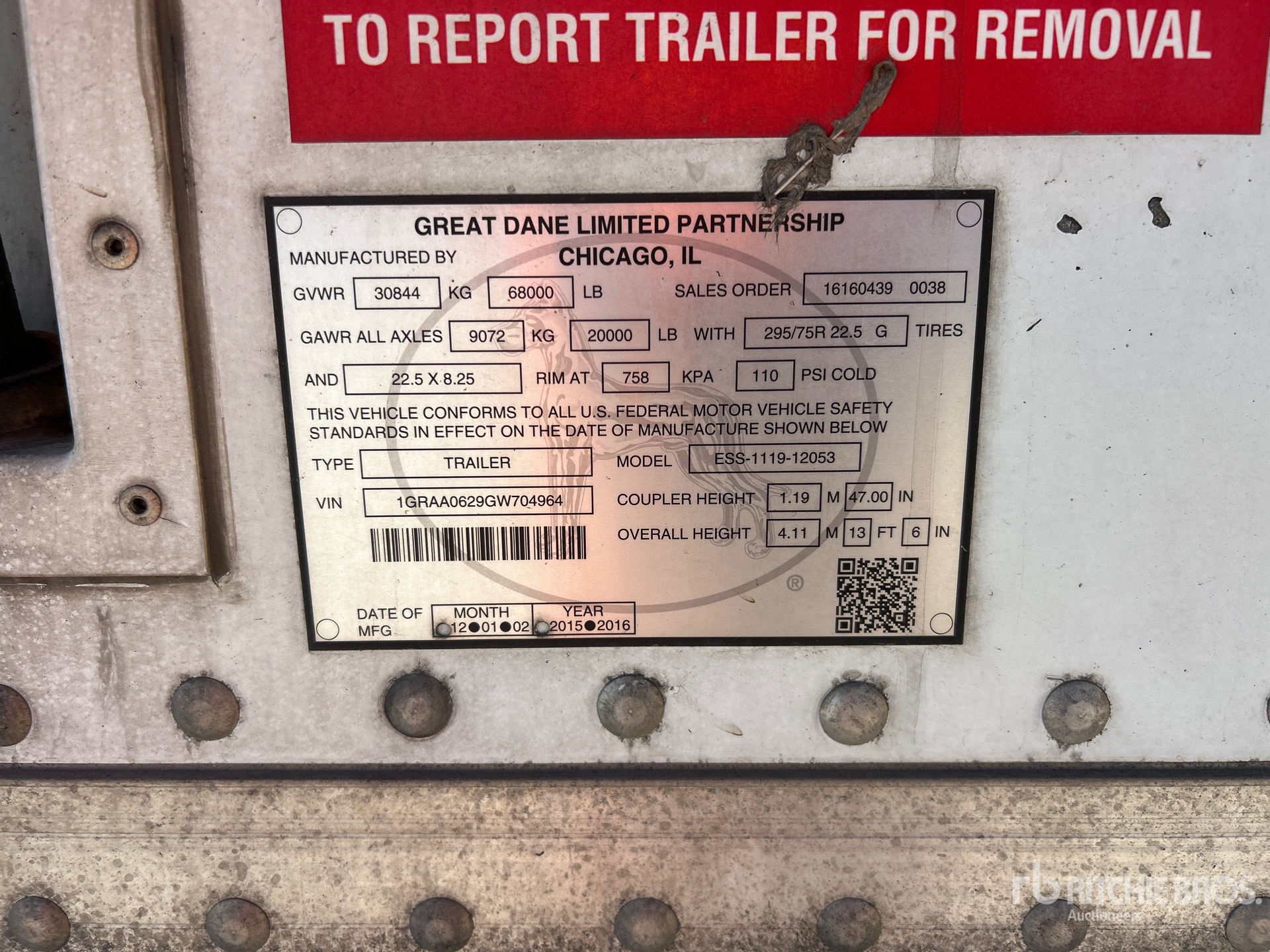 General Appearance with Serial Number / VIN